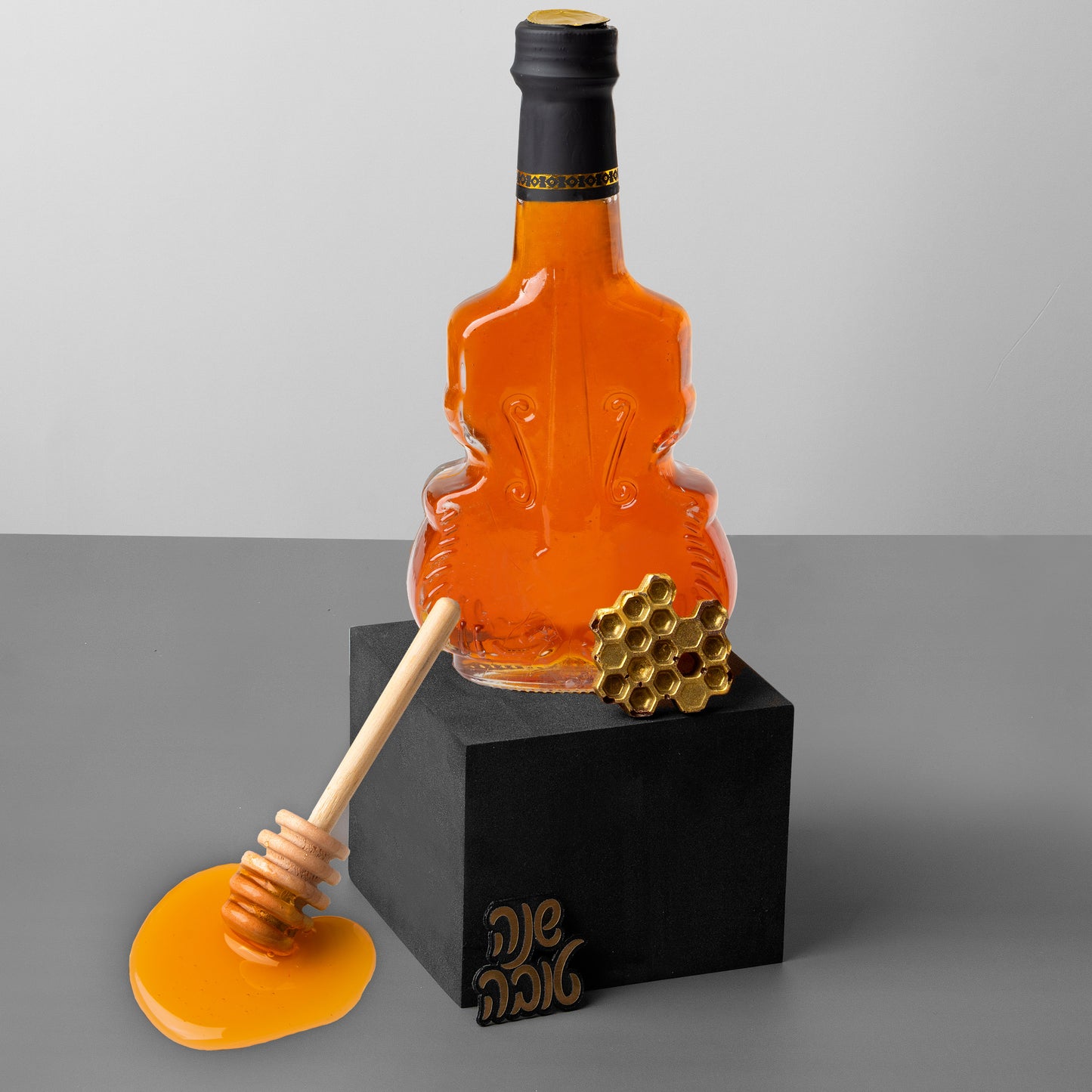 Rosh Hashanah Large Violin Holiday Gift Honey Bottle