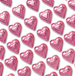 Pink Foiled Milk Chocolate Hearts (Chalav Stam)