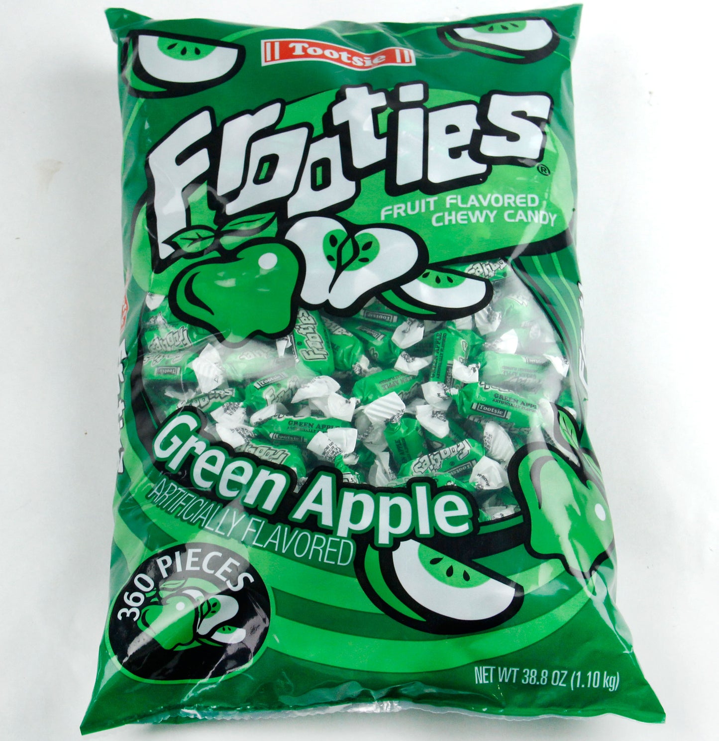 Green Tootsie Roll Frooties Taffy Candy - Green Apple