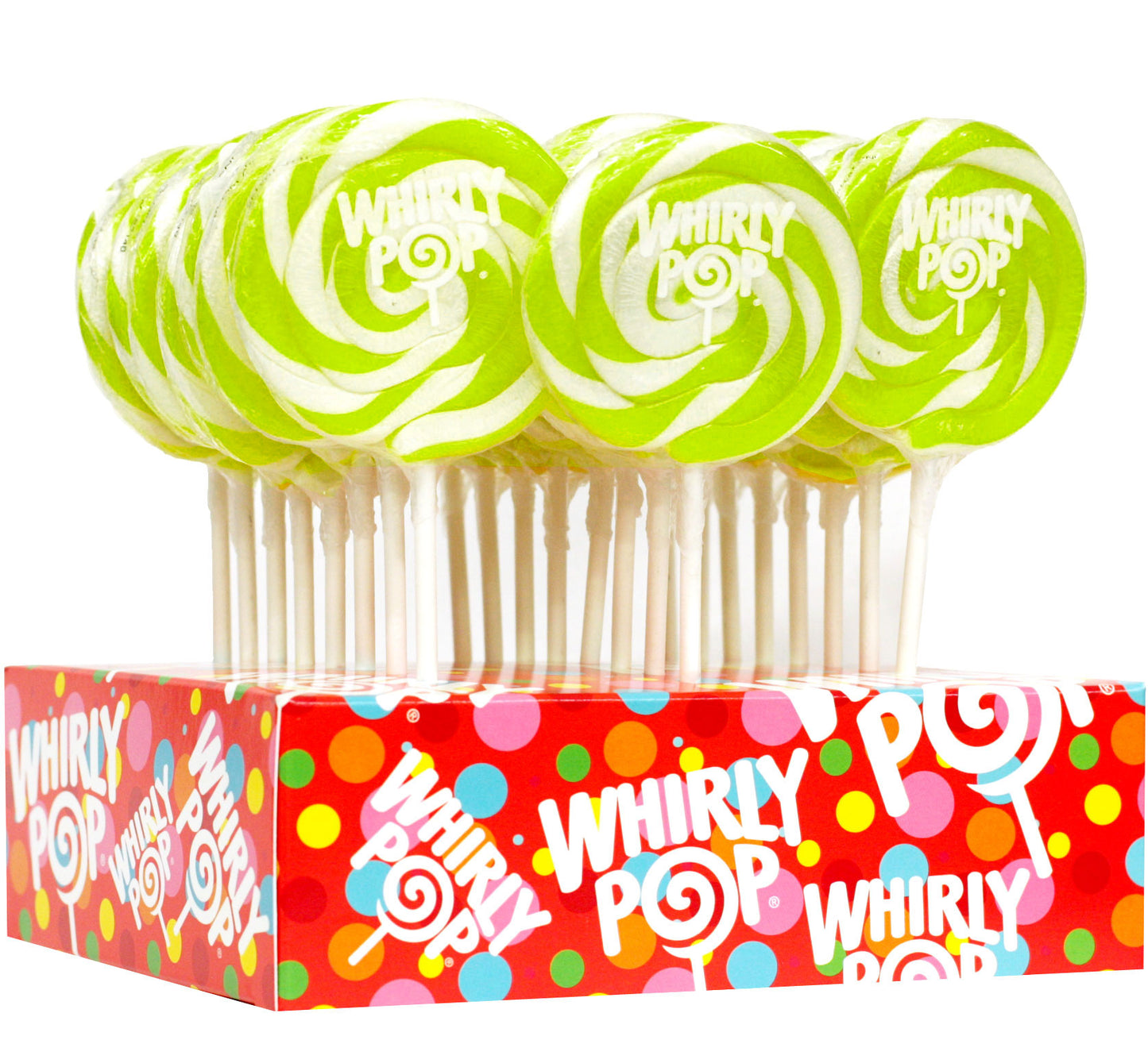 Bright Green & White Swirl Whirly Pops - Apple 5-pack