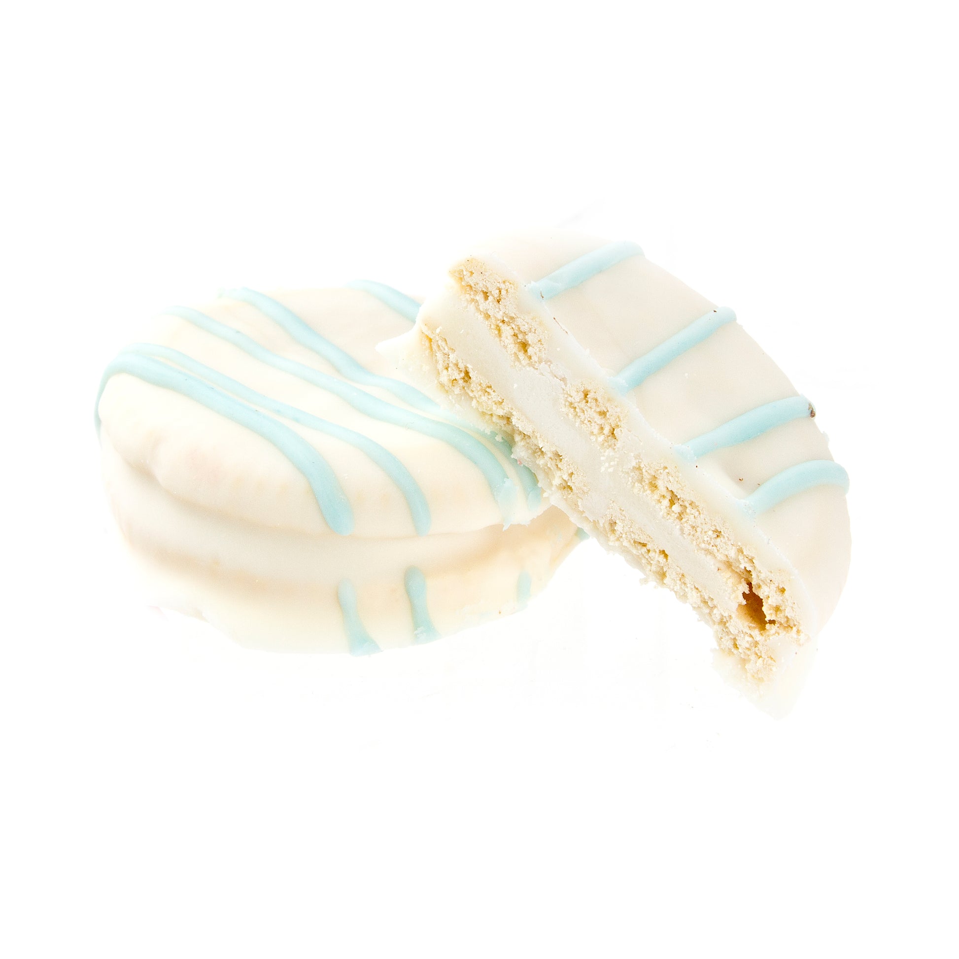 White&Blue Chocolate Coated Sandwich Cookies