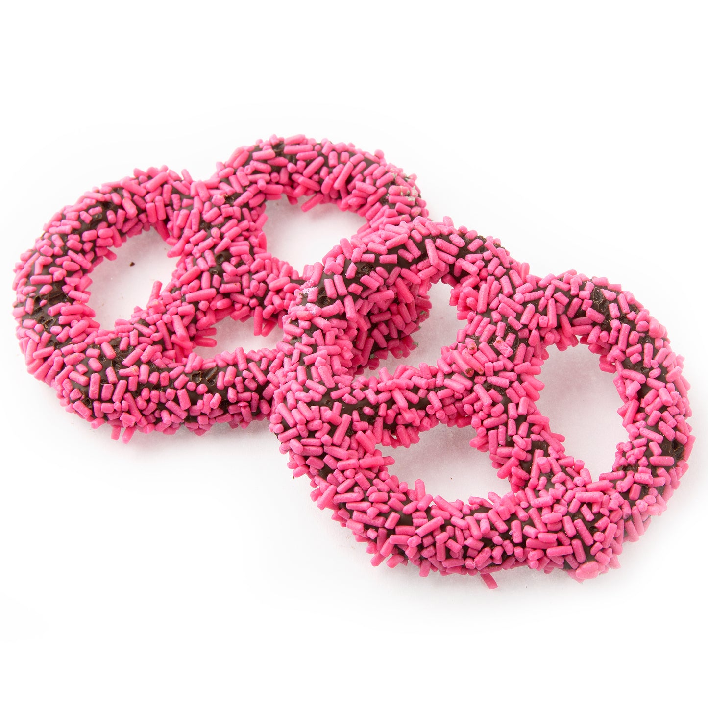 Belgian Chocolate Covered Pretzels with Pink Sprinkles