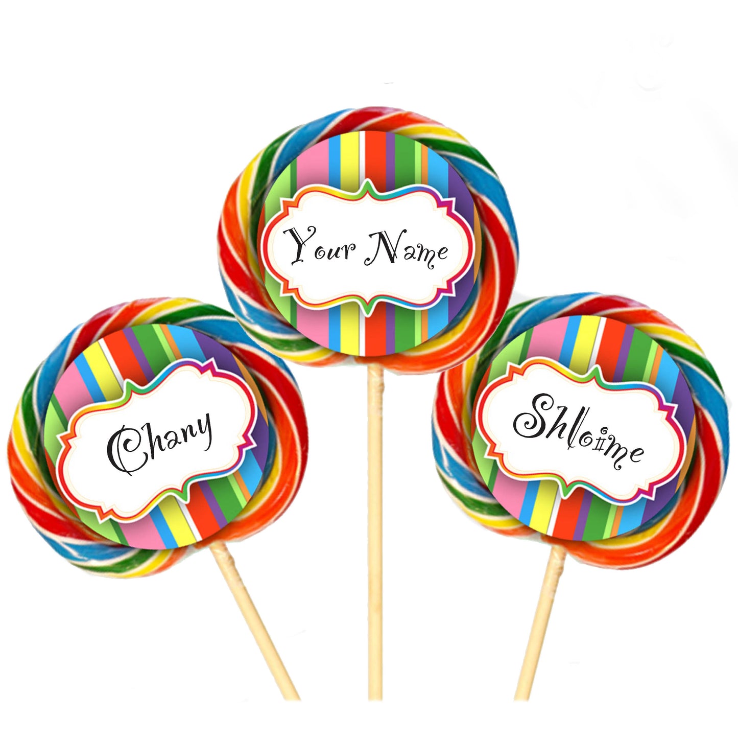 Custom Rainbow Lollipops