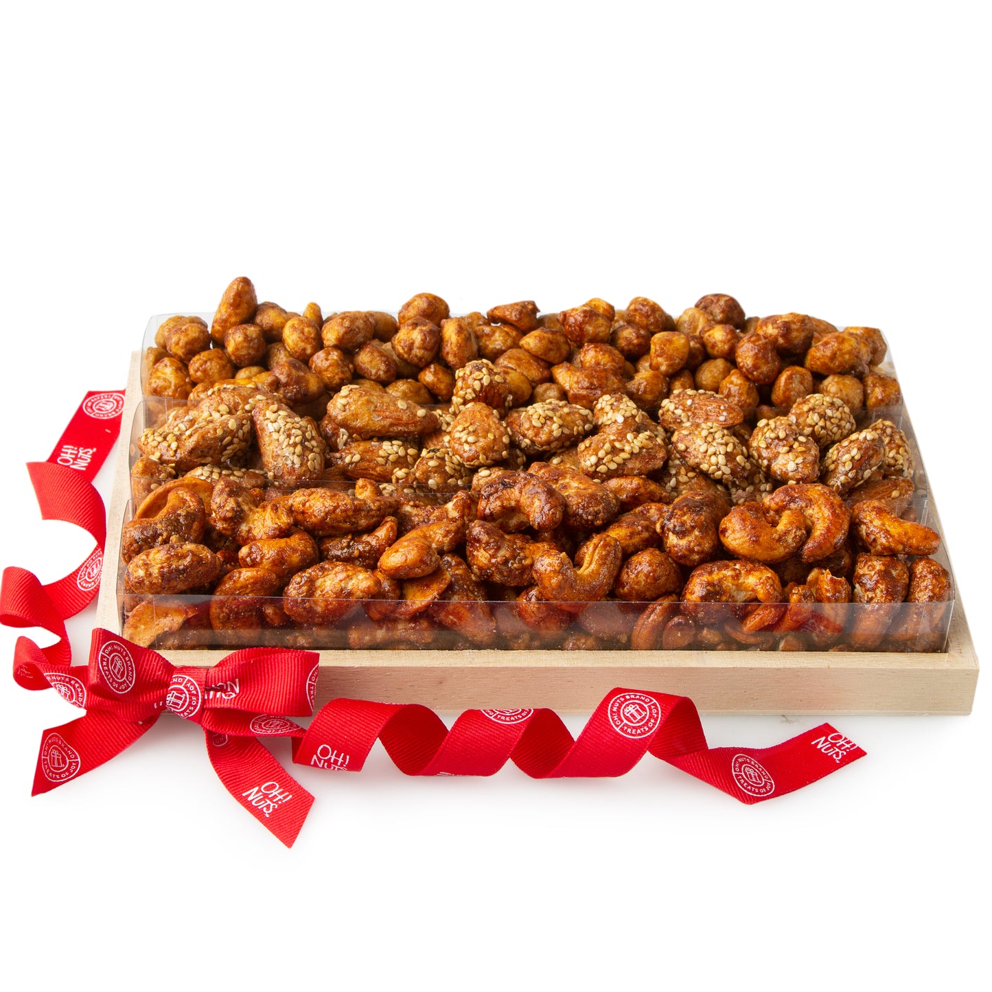 Oblong Honey Roasted Nuts Wooden Gift Basket