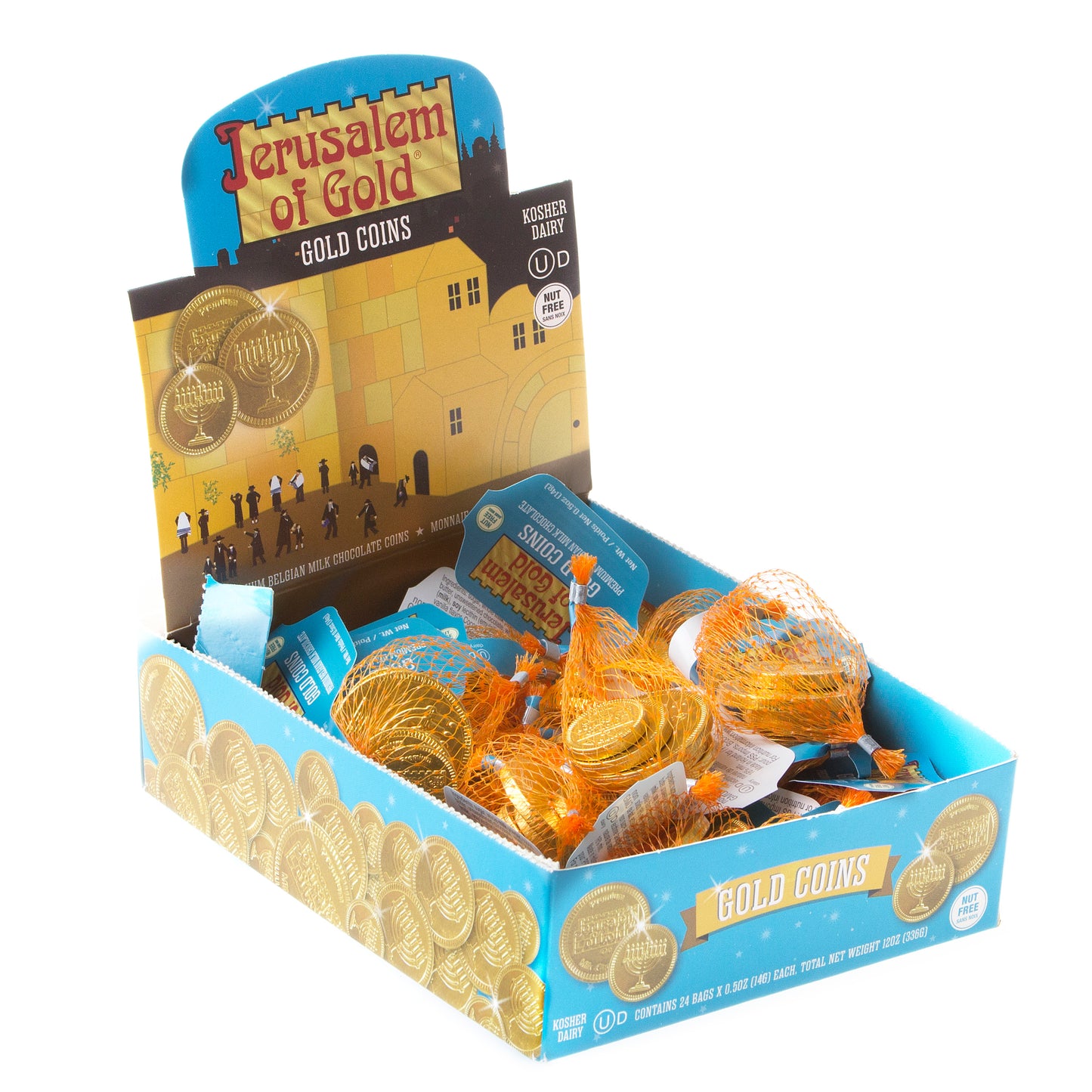 Gold Jerusalem Of Gold Nut-Free Belgian Milk Chocolate Coins (Chalav Stam)