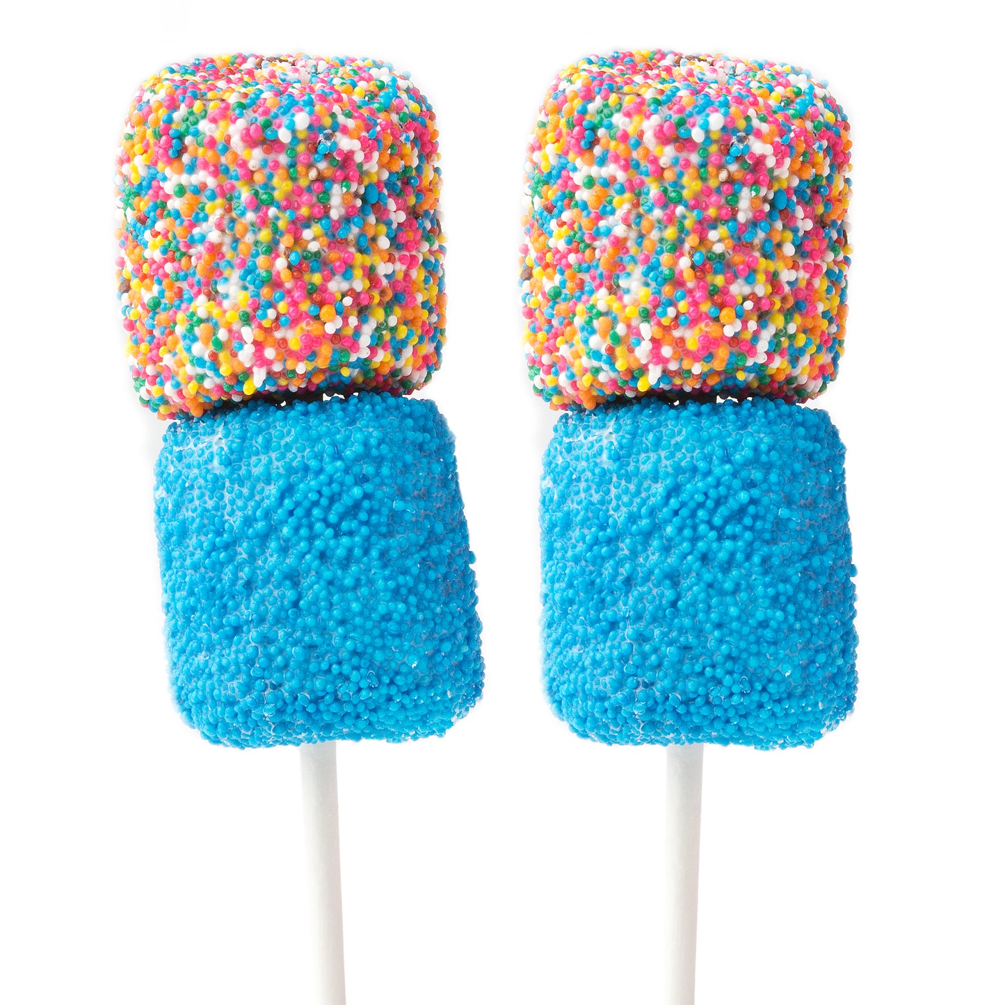 Chocolate Dipped Marshmallow Pop - Rainbow/Blue Nonpareils