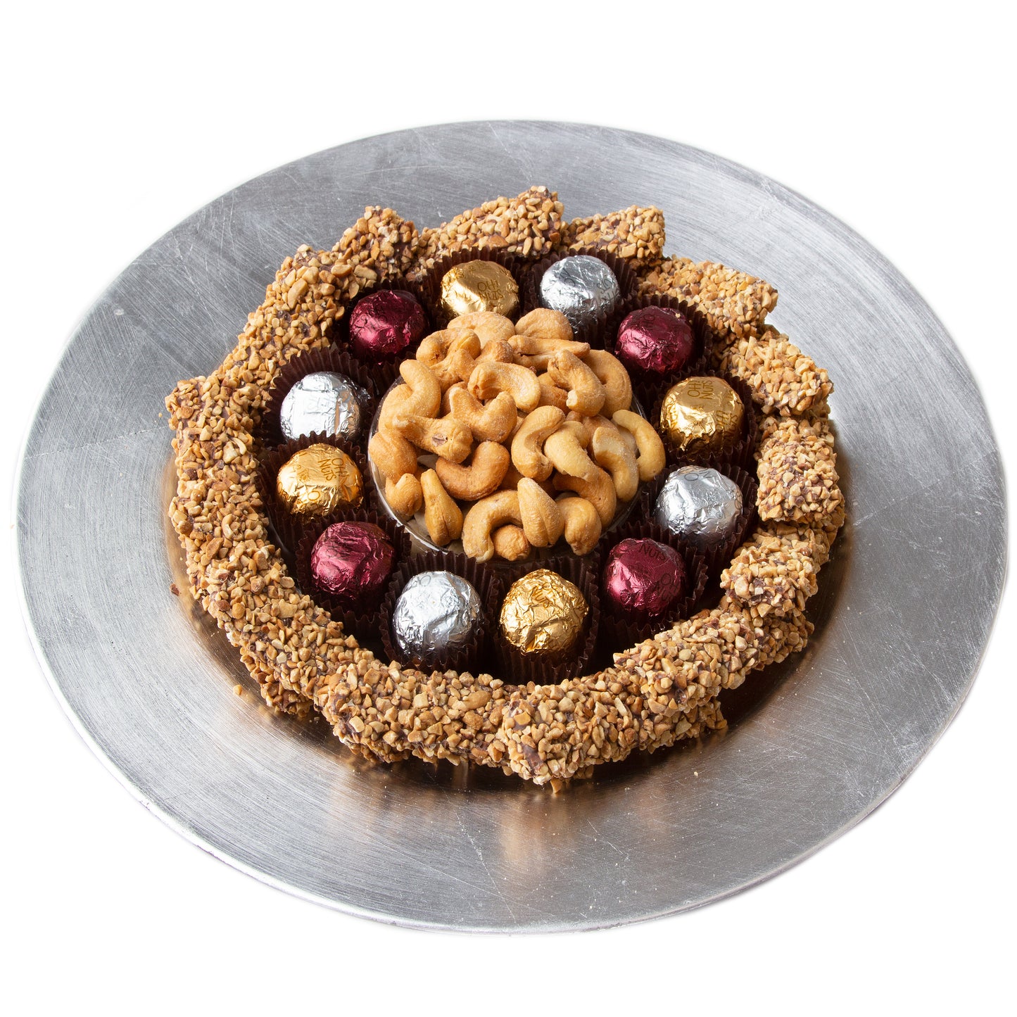 Metalic Round Charger Gift Basket