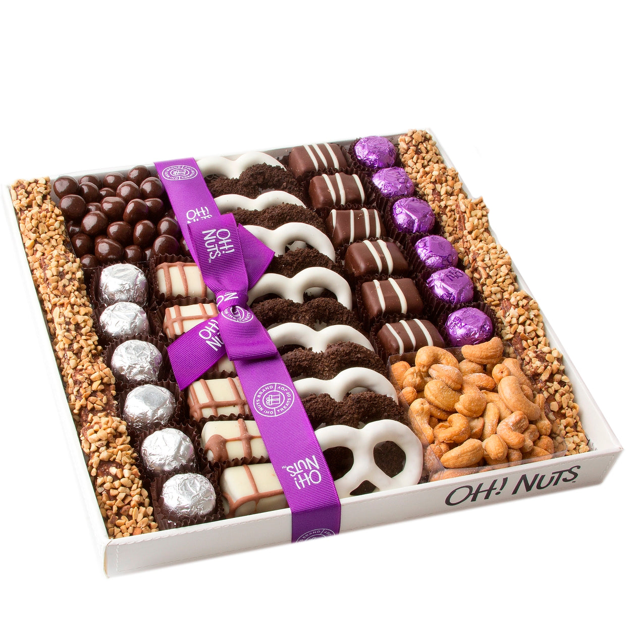 White Leather Pretzel & Chocolate Gift Tray