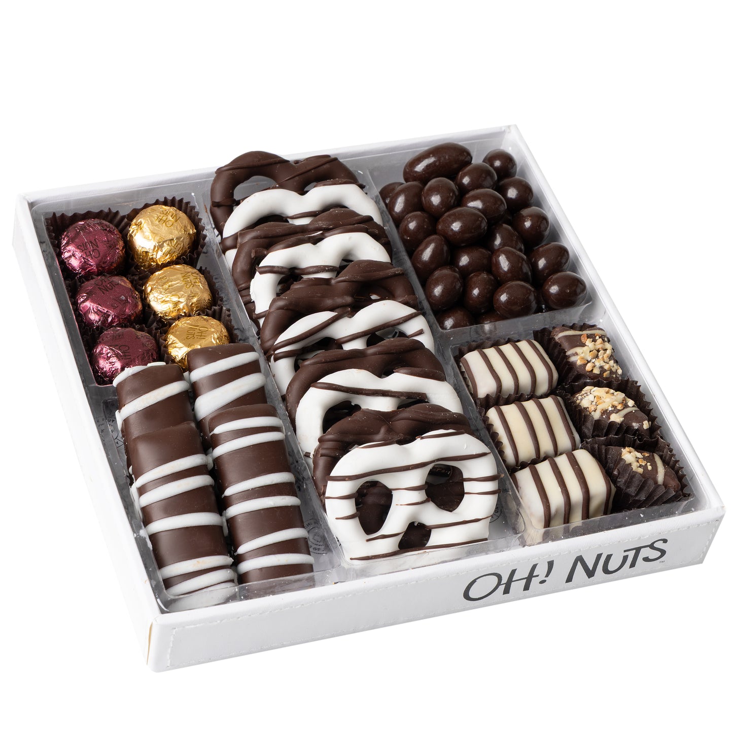 Bottom Line MED - White Leather Chocolate Mishloach Manos Gift Tray