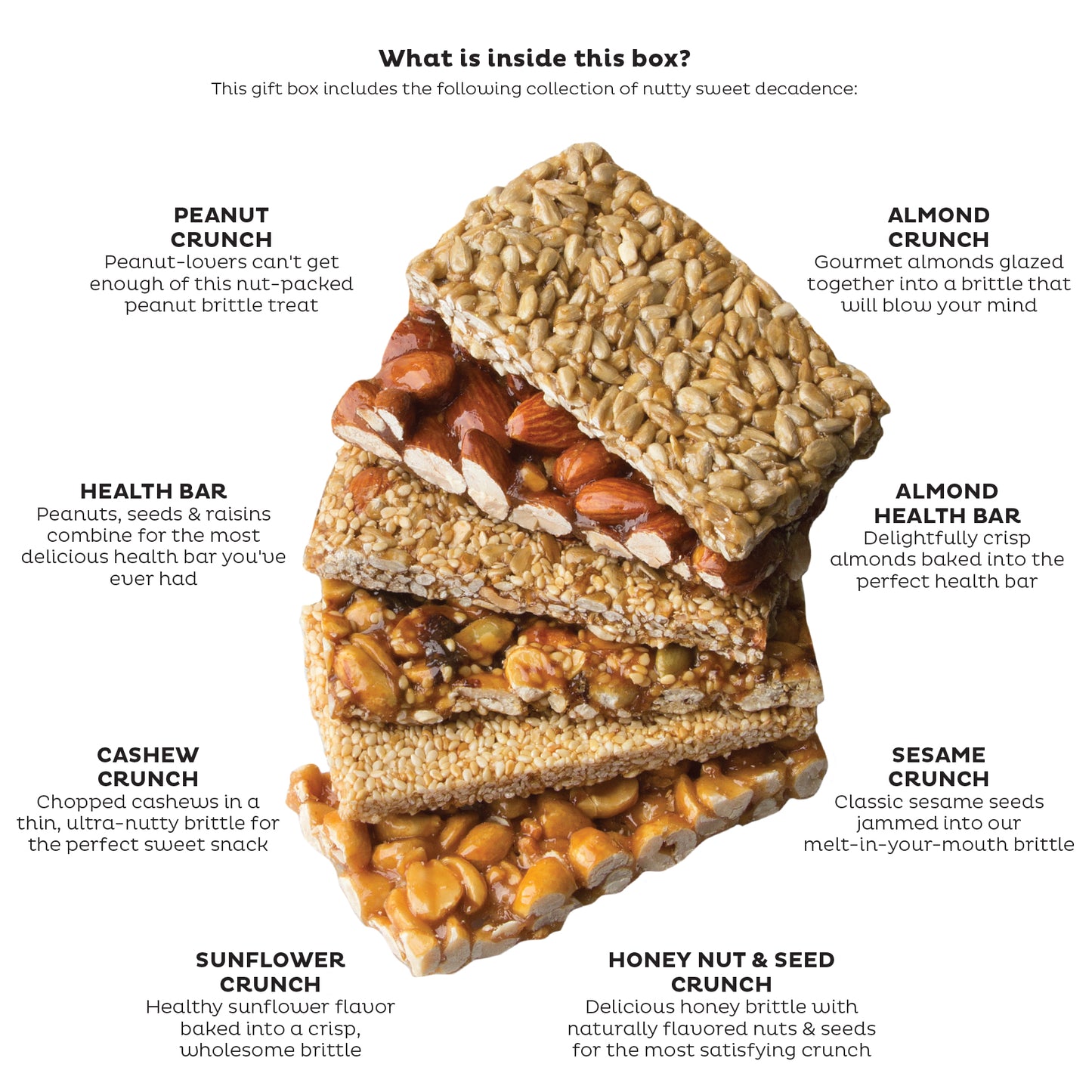 Oh! Nuts Hand Made Gourmet Nut Brittle Variety Gift Box - 24CT