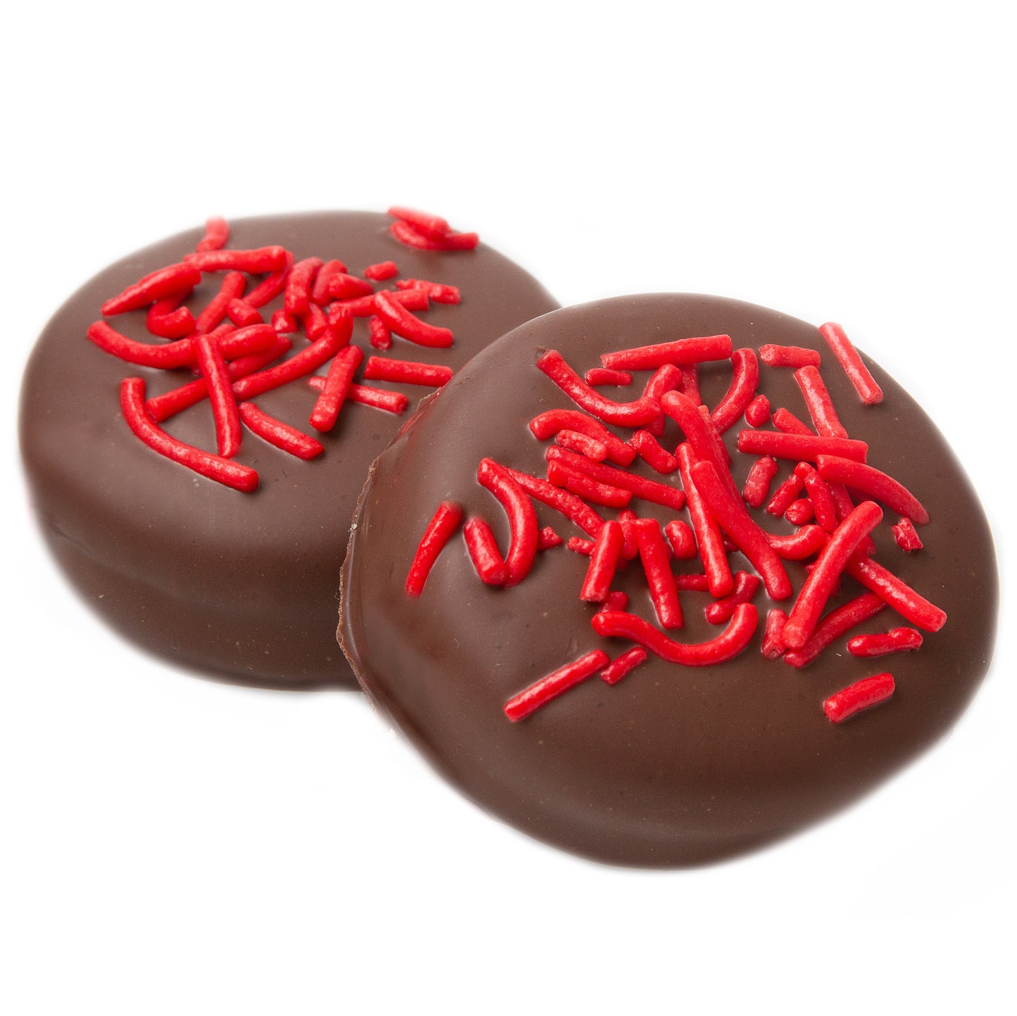 Red Sprinkles Dark Chocolate Coated Sandwich Cookies