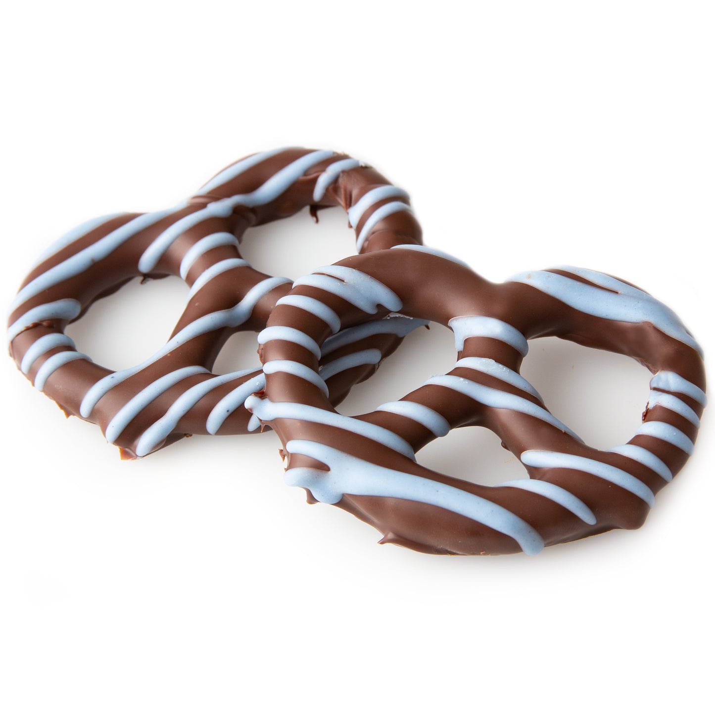 Belgian Chocolate Covered Pretzels with Blue Drizzle