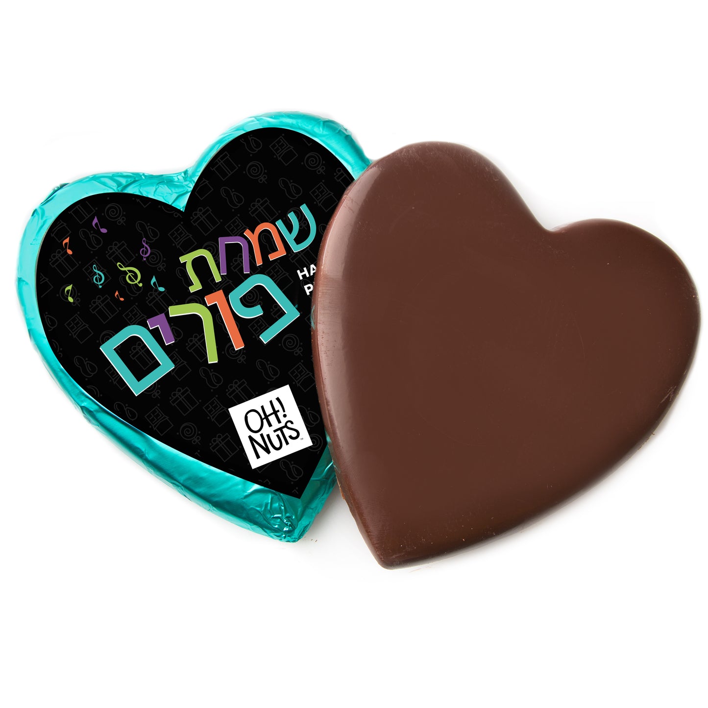 Happy Purim Dark Belgian Chocolate Message Heart