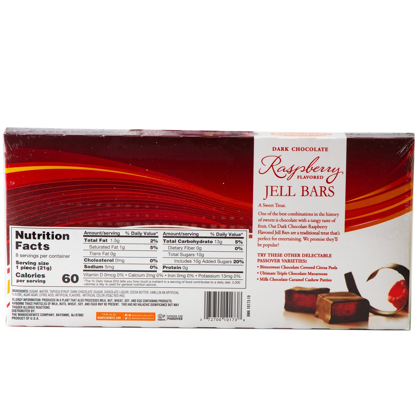 Passover Dark Chocolate Raspberry Jell Bars