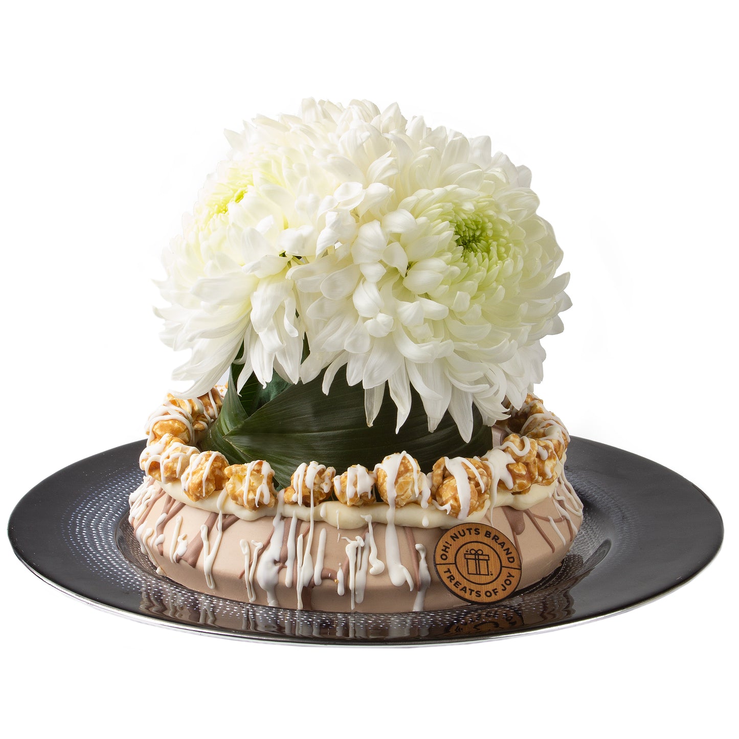 Shavuos Non-Dairy Fresh Flowers Chocolate Round Log Gift Basket