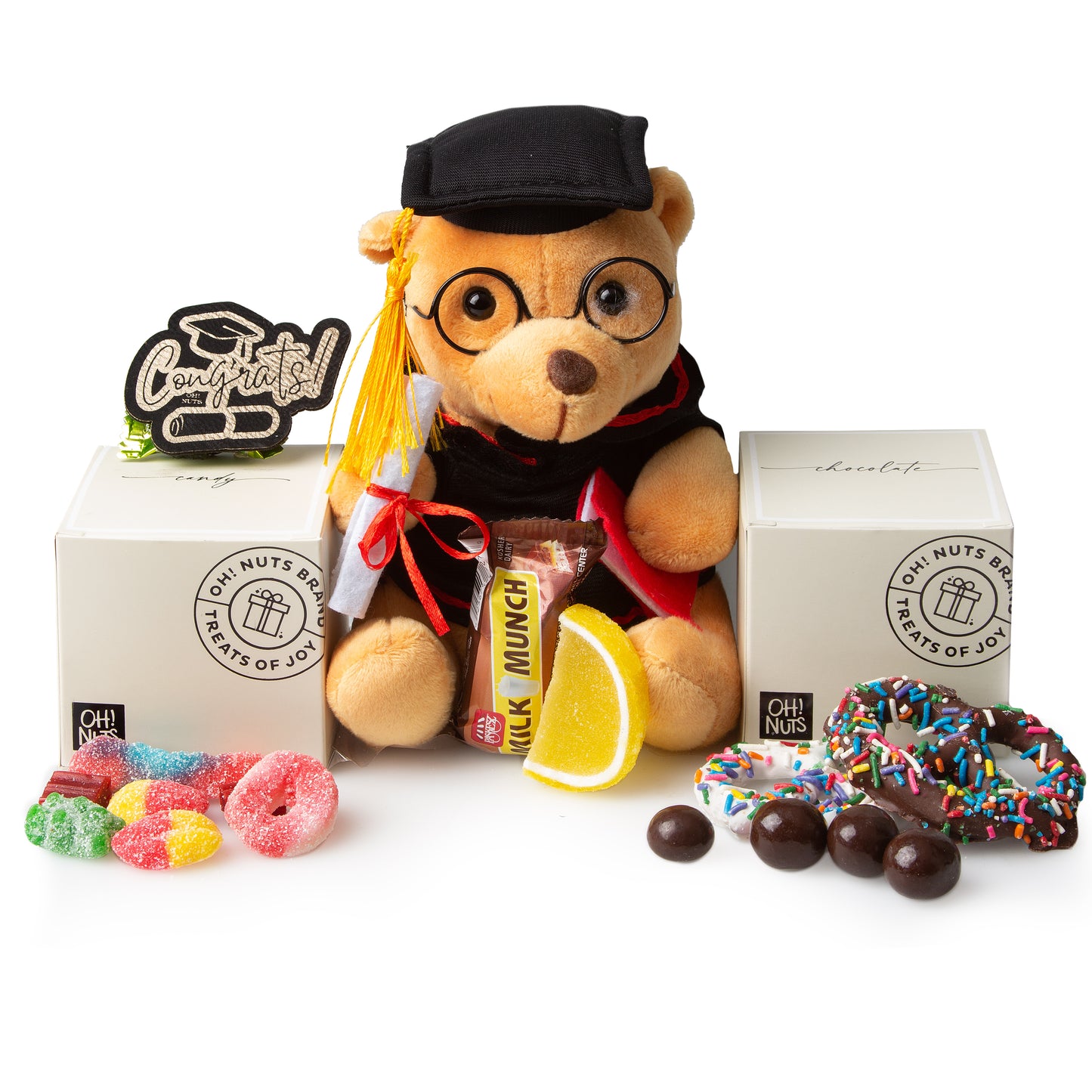 Graduation Bear, Candy & Chocolate Boxes Gift Basket