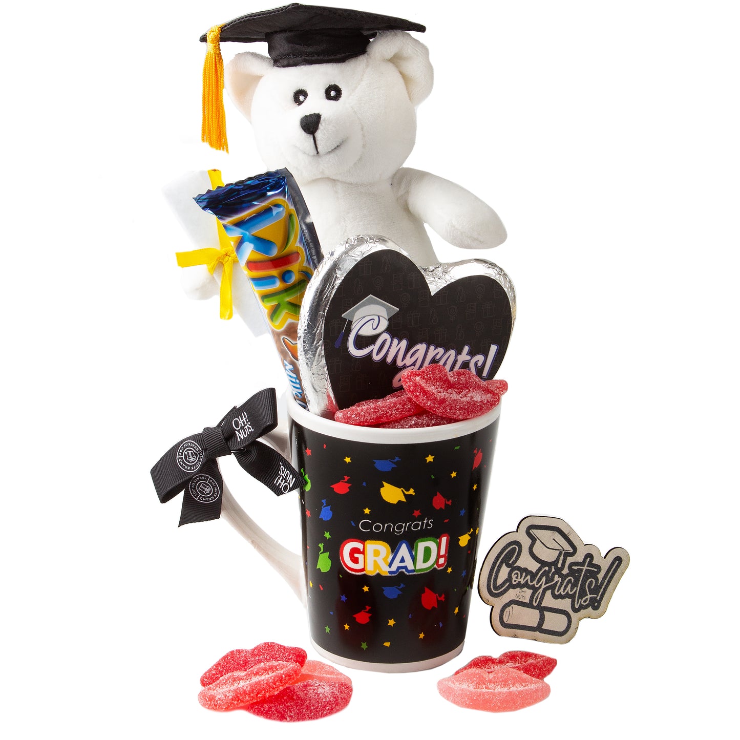 Graduation Bear & Mug Candy Gift Basket