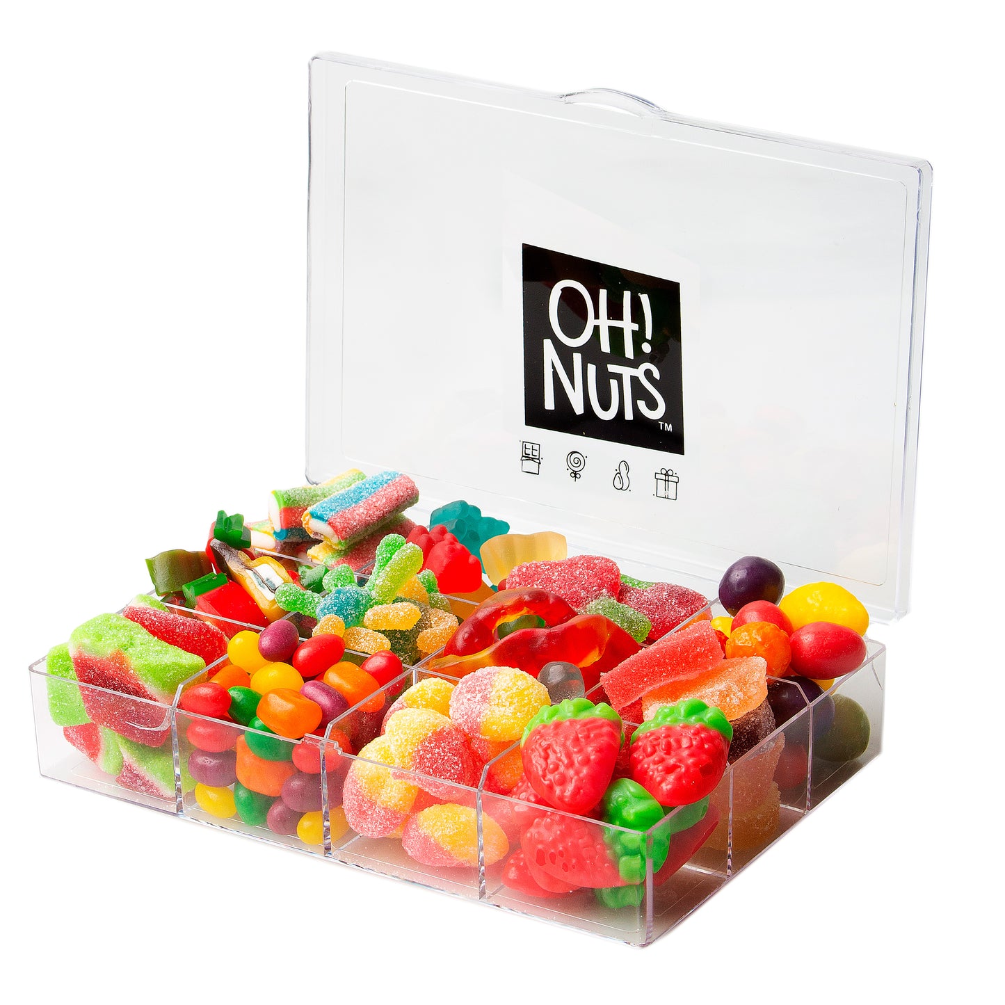 Colorful Candy Lucite Sectional Gift Basket