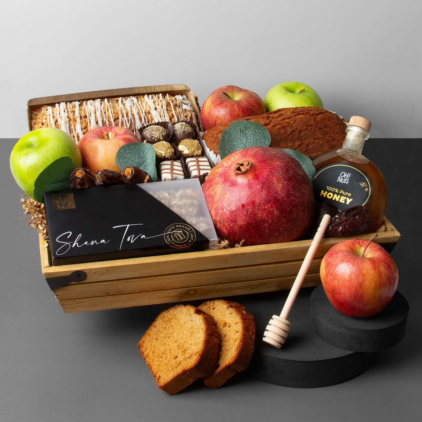 osh Hashanah Fresh Dried Fruit Apple Wood Collapsible Bowl Gift Basket