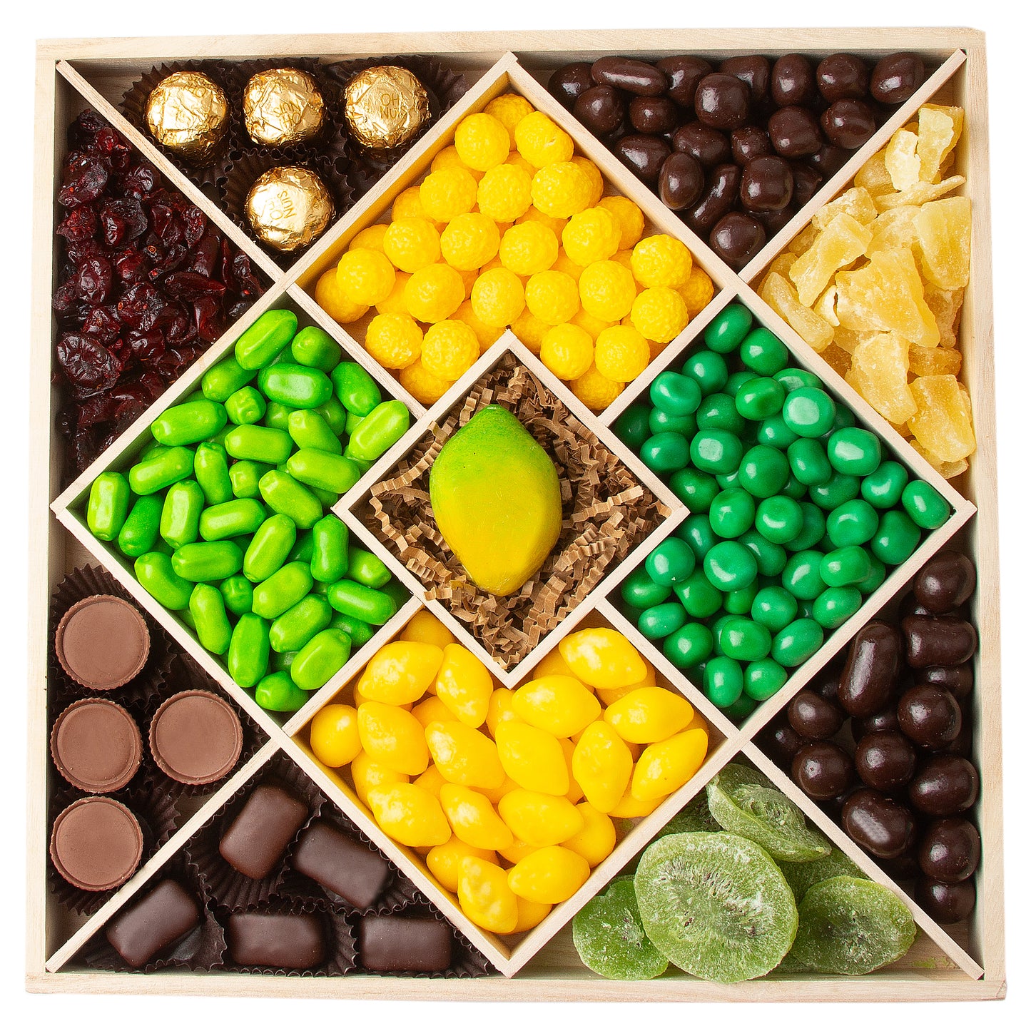 Sukkot Wood 13 Section Candy & Chocolate Tray