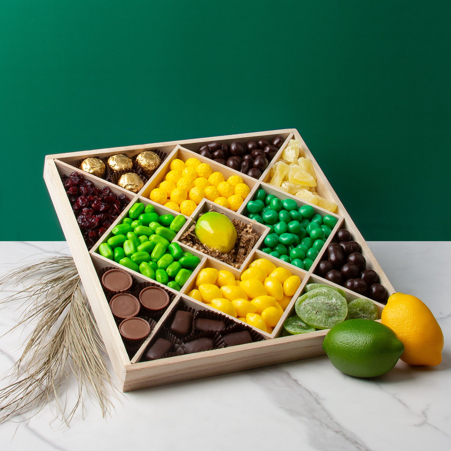 Sukkot Wood 13 Section Candy & Chocolate Tray