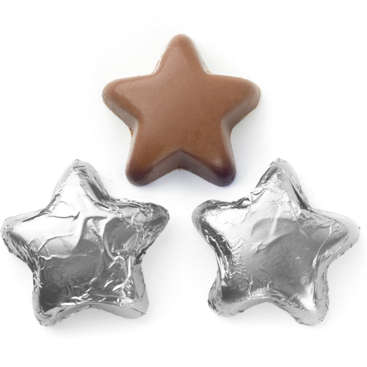 Foiled Milk Chocolate Stars - Silver (Chalav Stam)