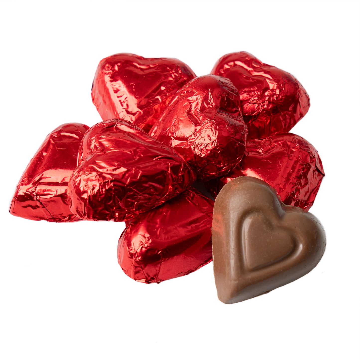 Mini Red Foiled Milk Chocolate Hearts (Chalav Stam)