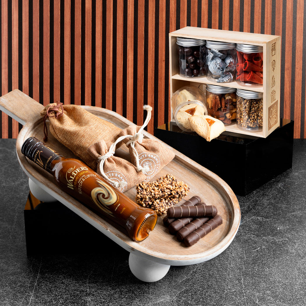 Purim Wooden Serving Tray Mishloach Manos Gift Basket