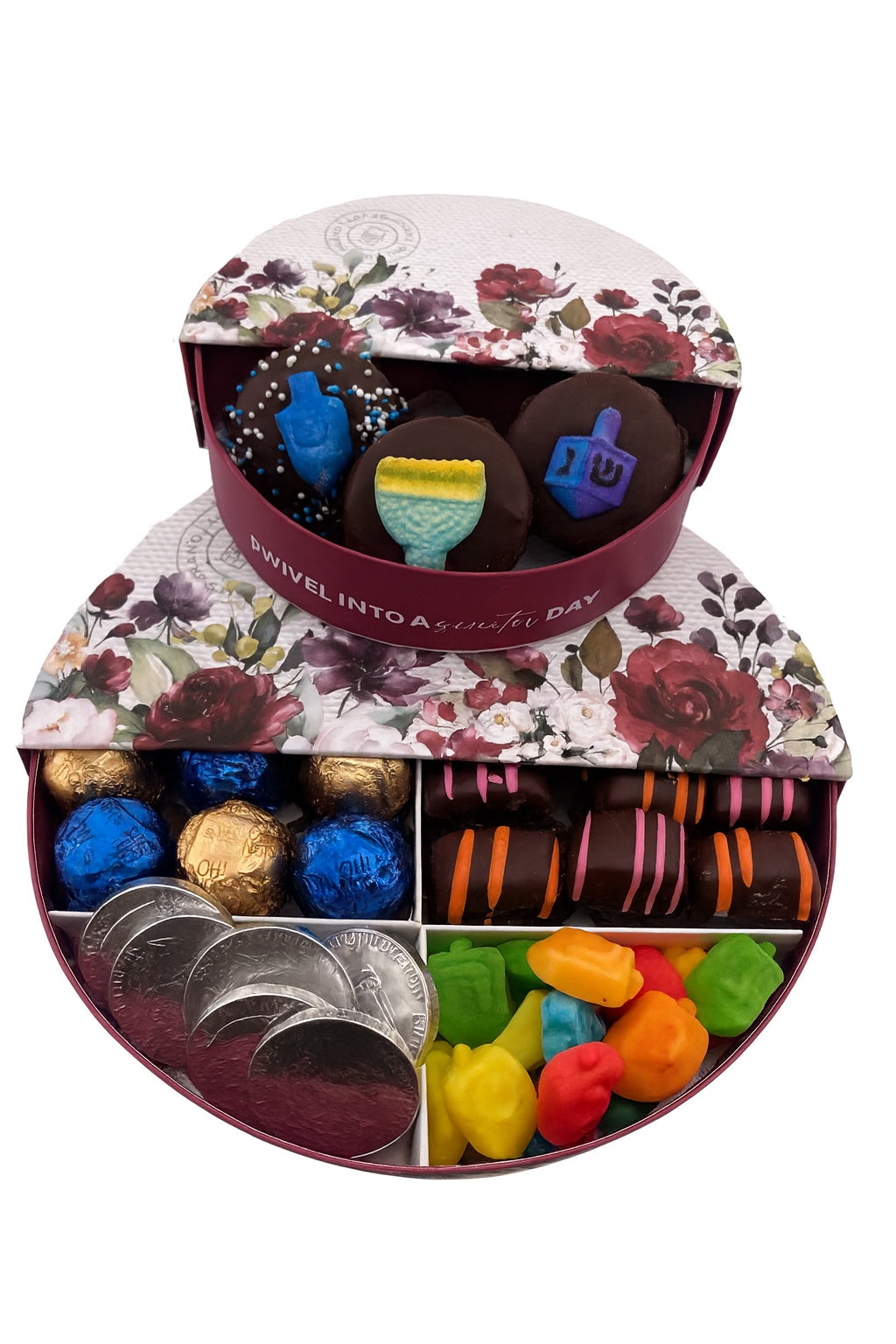 Chanukah Swivel Round Gift Basket