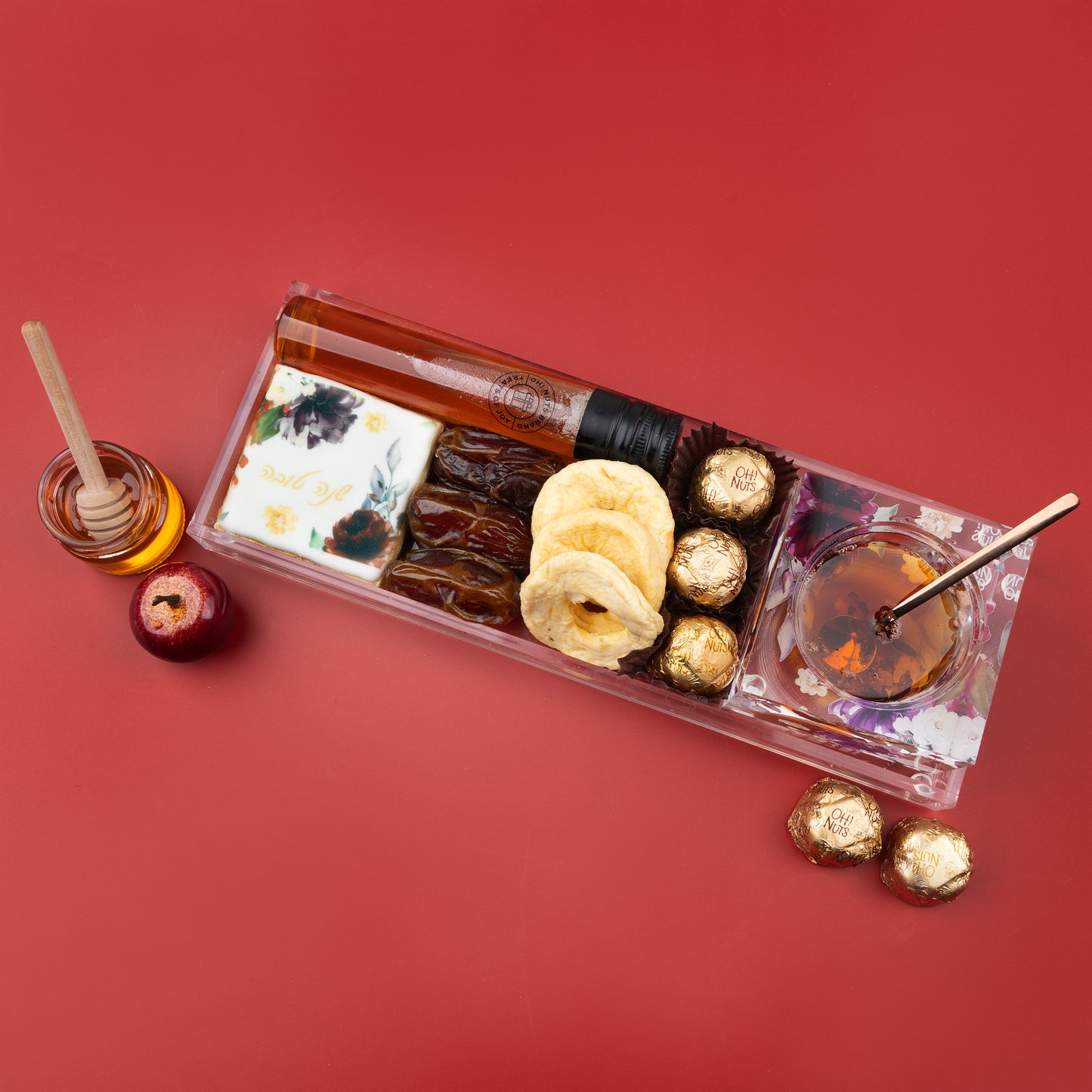 Rosh Hashanah Lucite Honey Dish Display Gift Basket