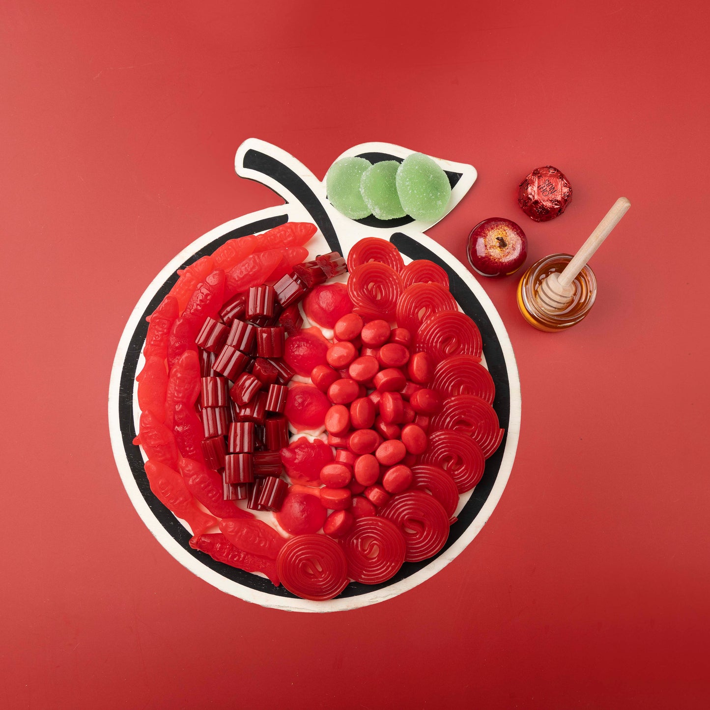 Rosh Hashanah Red Apple Candy Wood Tray
