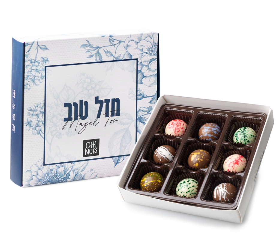 9-Piece Milk Chocolate Truffles Blue Floral Gift Box