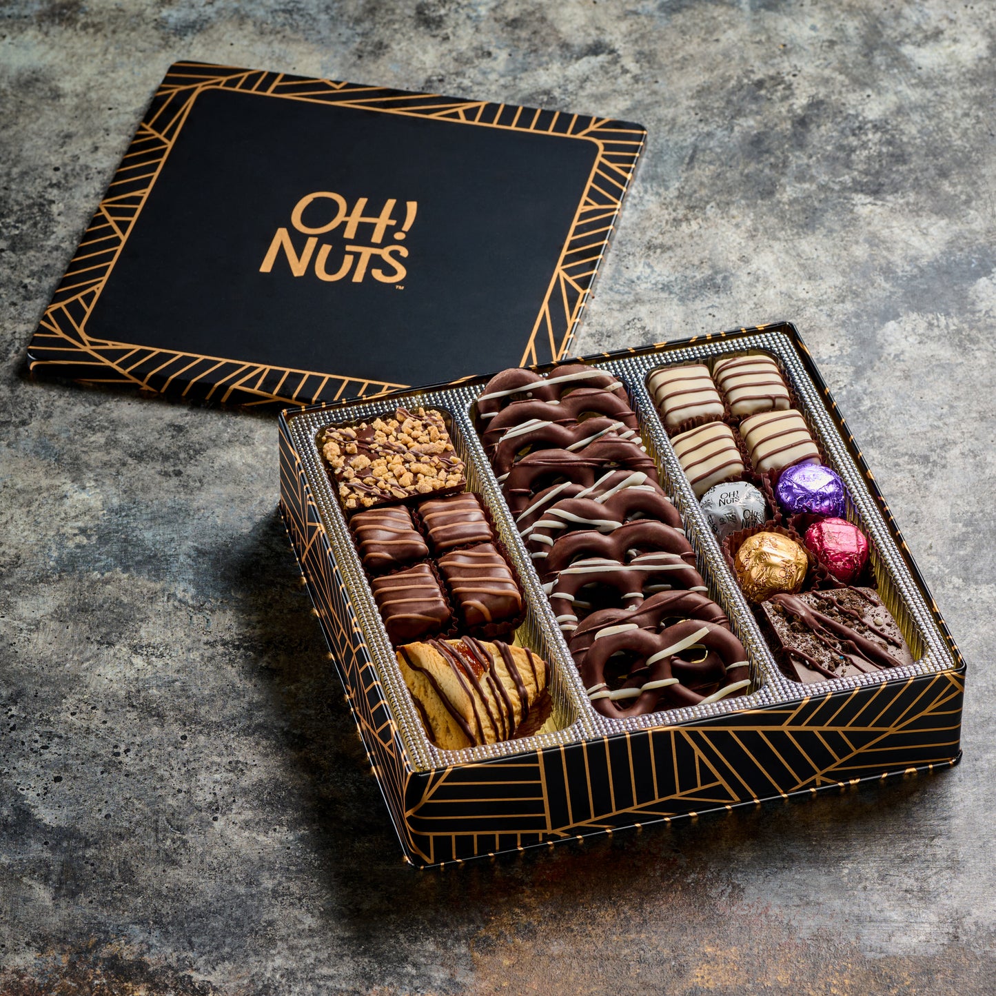 Purim Square Tin Mishloach Manos Gift Basket