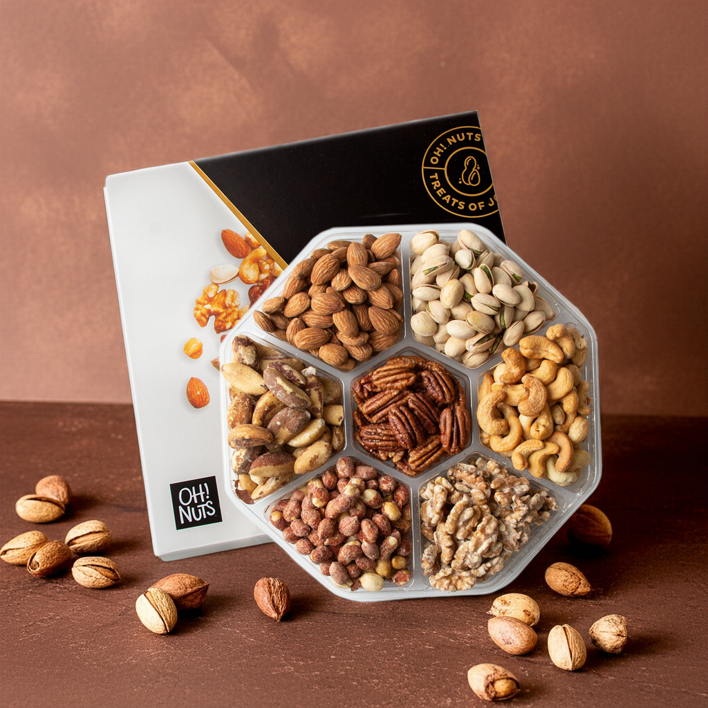 7 Section Healthy Dry Roasted Nut Gift Basket