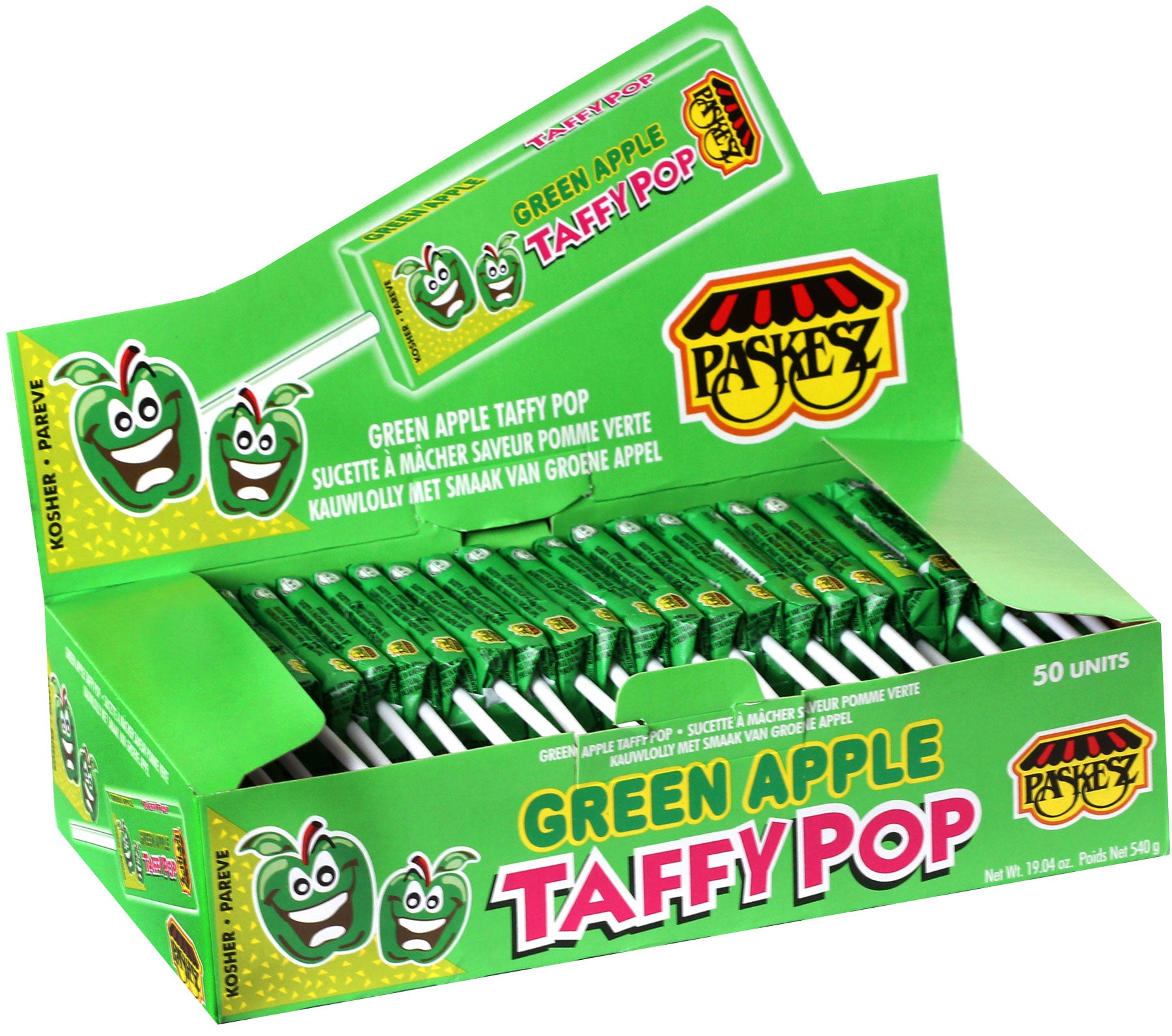 Green Apple Taffy Pop - 50CT Box