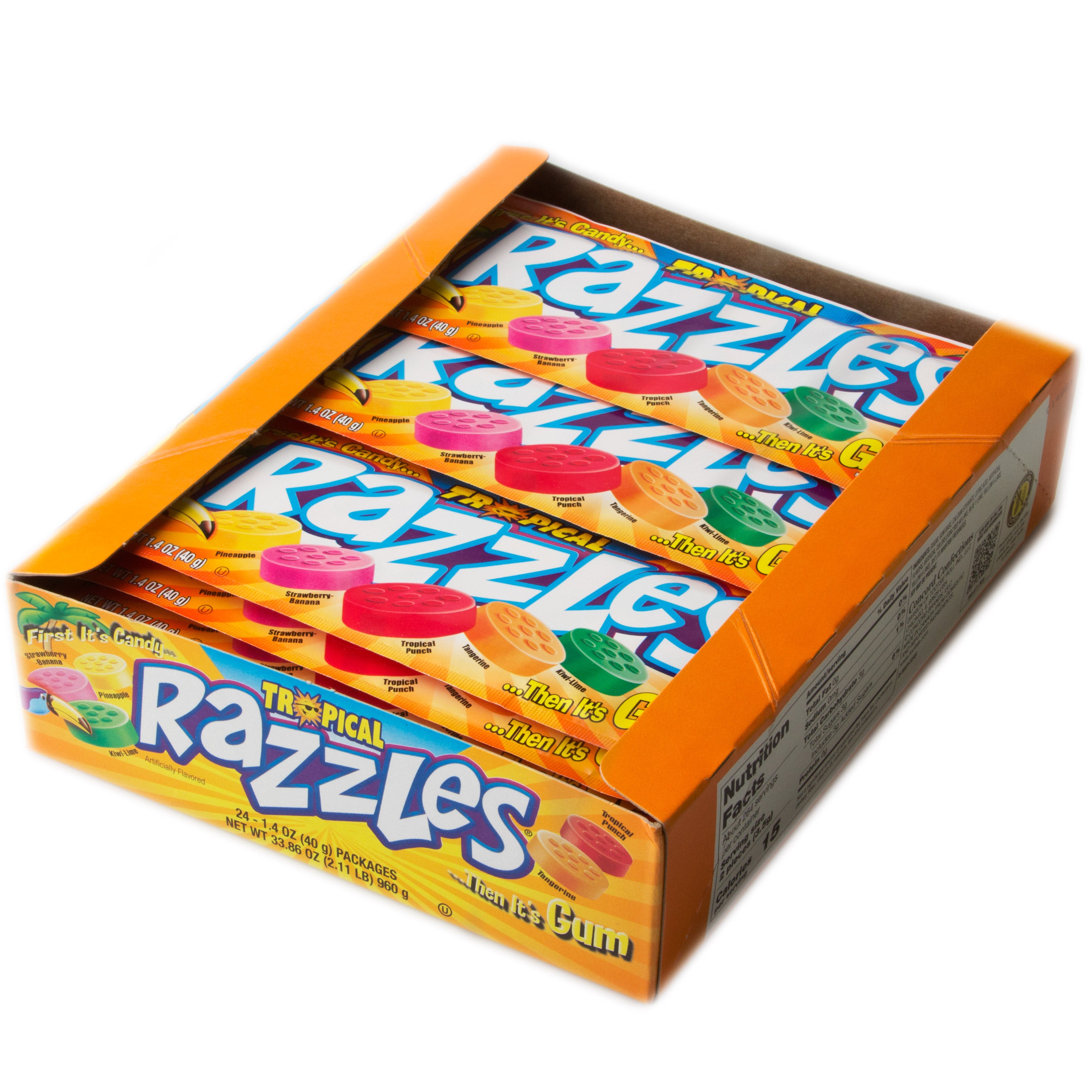 Mini Razzles Razzles Tropical Candy Gum - 24CT Box – Oh! Nuts