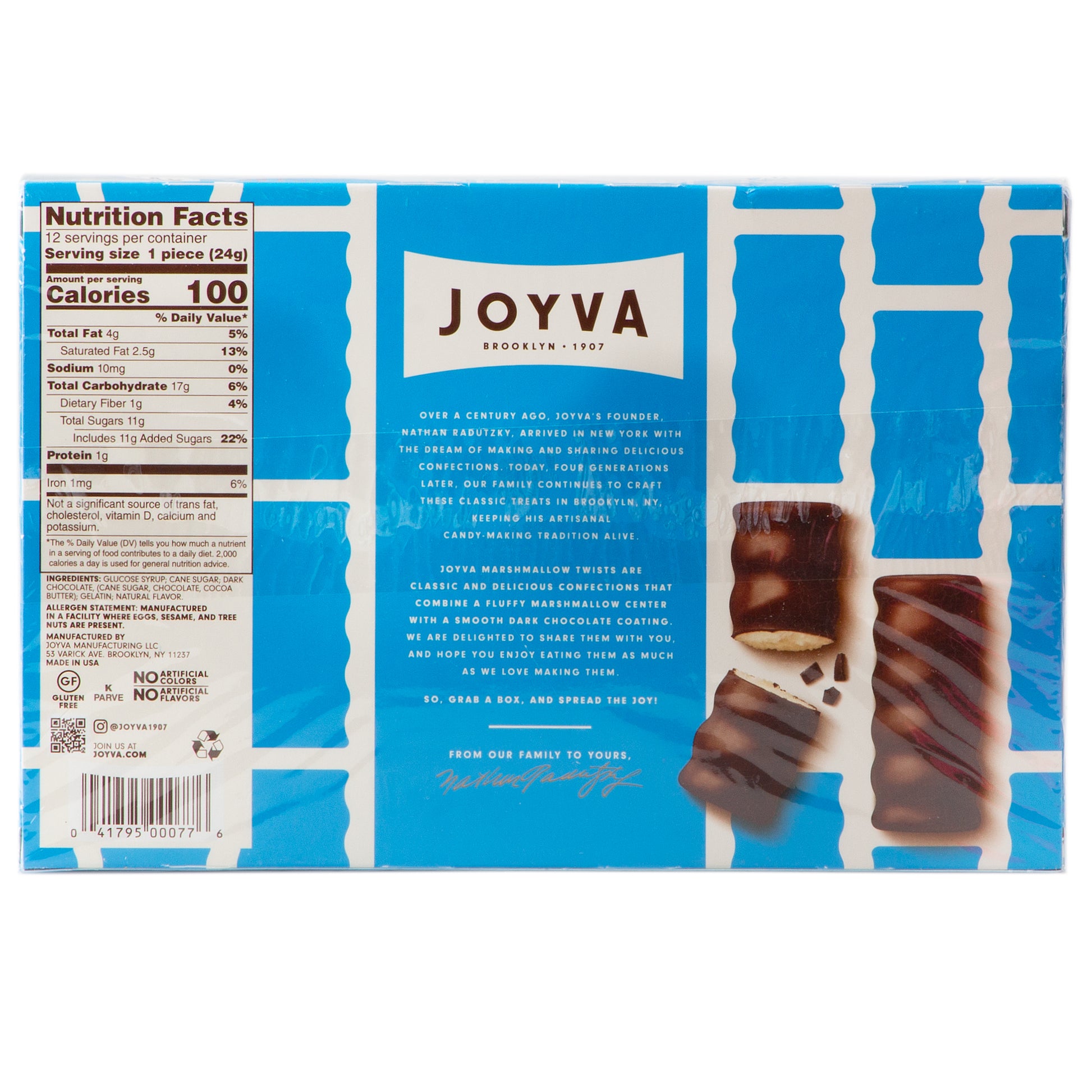 Passover Joyva Chocolate Covered Marshmallow Twists - 9 OZ Box 