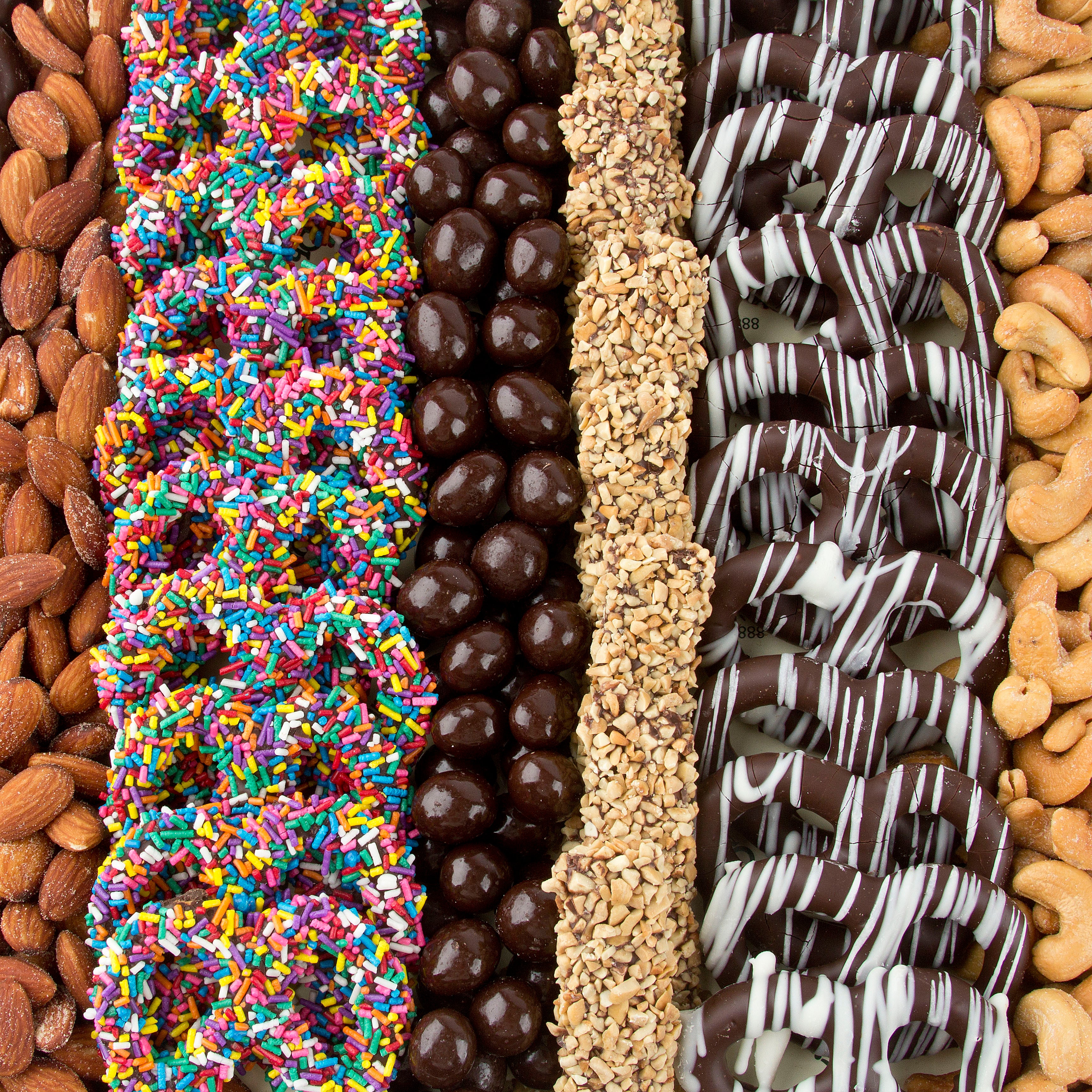 Wooden Nuts & Chocolates Pretzels Line-Up Gift Basket - XL 18