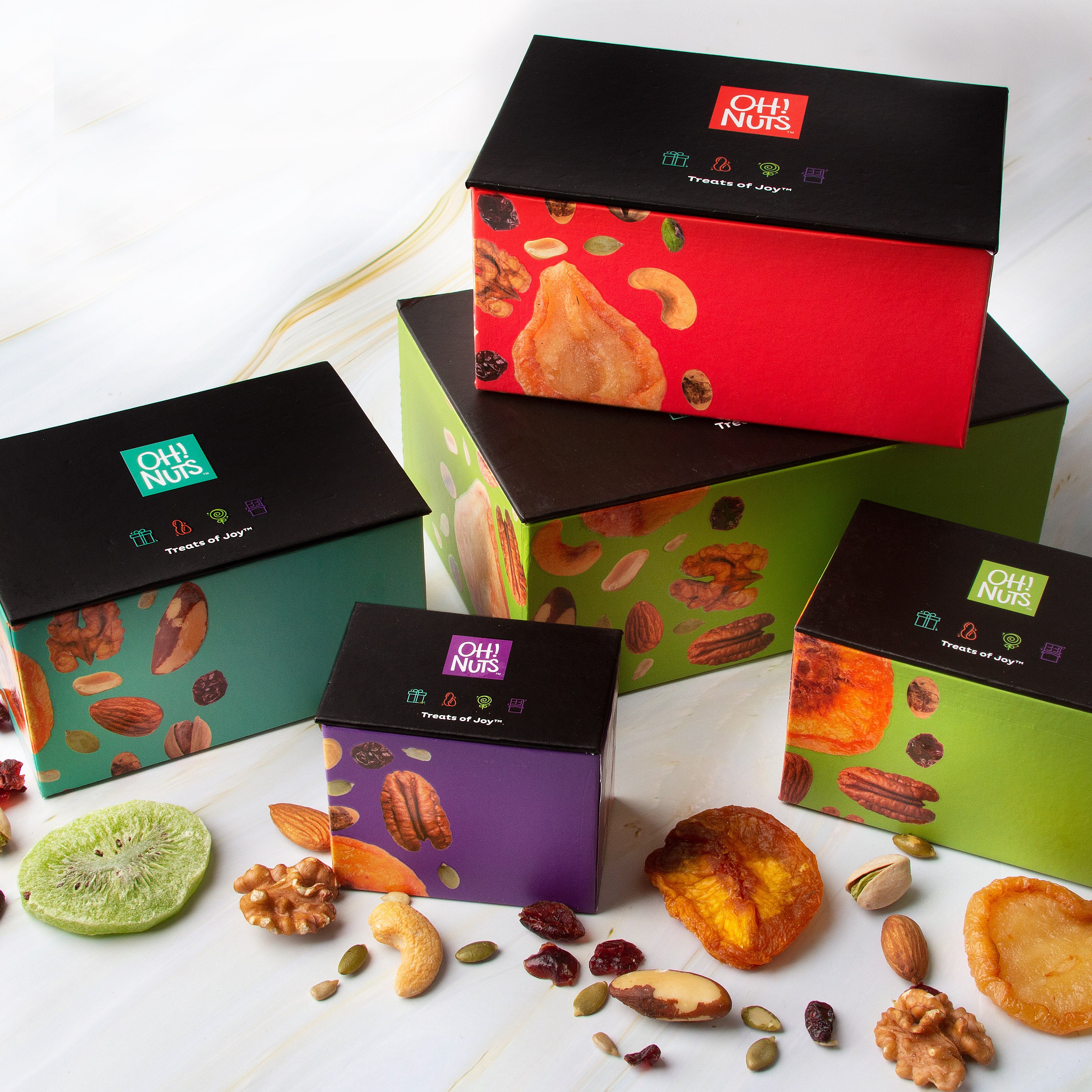True Colors - Oh! Nuts Holiday 5 Tier Nuts & Dried Fruit Tower Gift