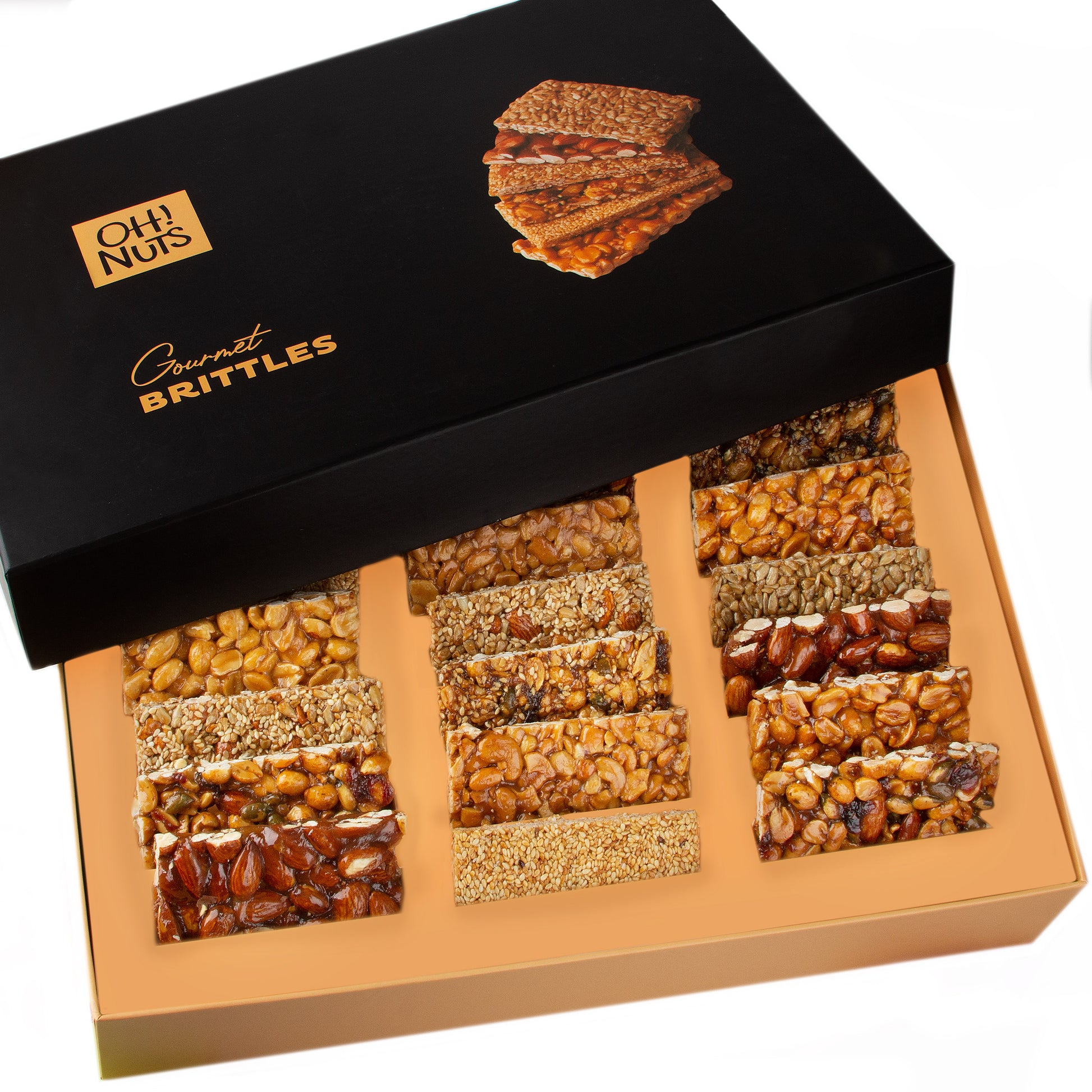 Oh! Nuts Hand Made Gourmet Nut Brittle Variety Gift Box - 24CT