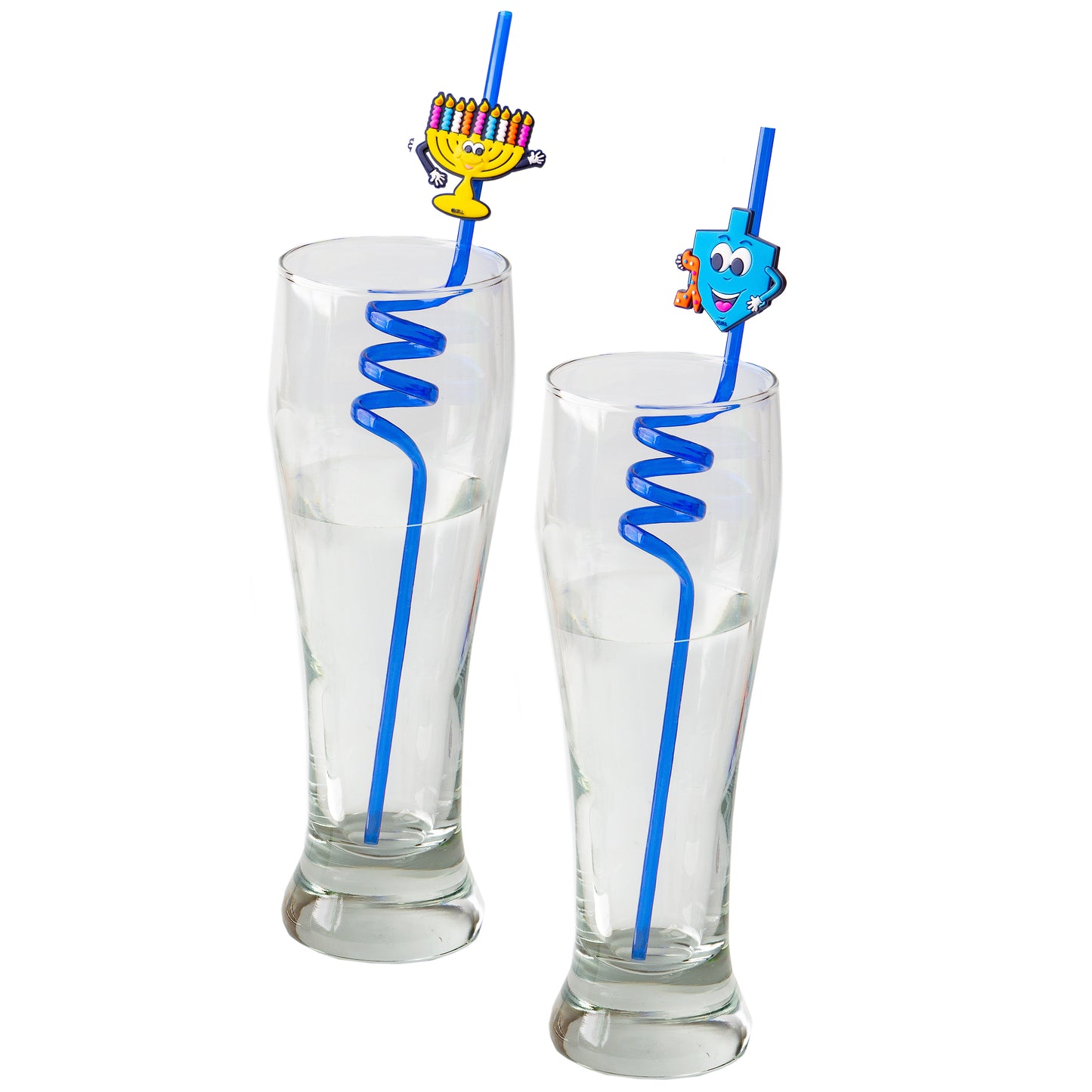 Hanukkah Dreidels and Menorahs Crazy Straws - 4 Pack