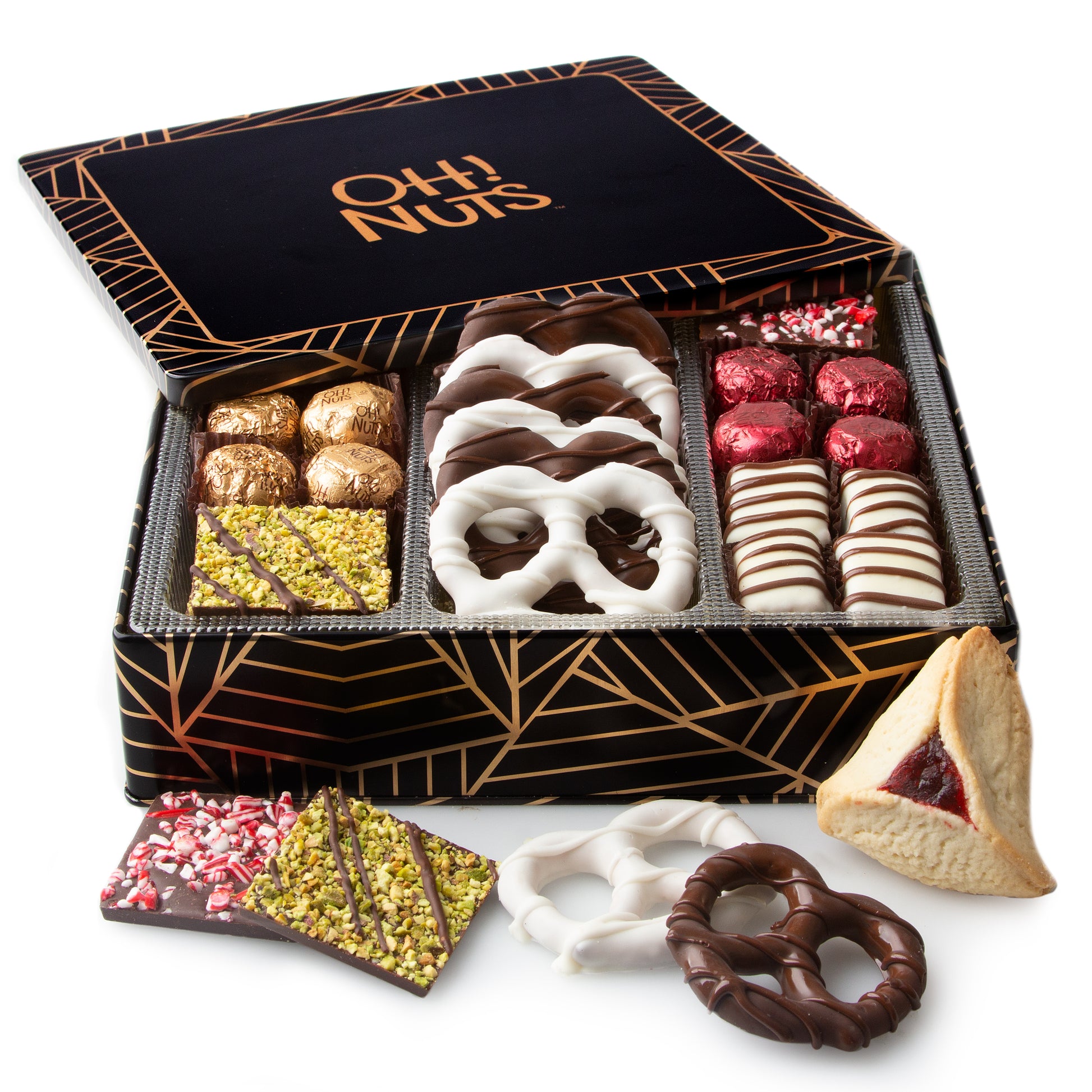 Purim Chocolate Collection Decorative Tin Gift Basket Mishloach Manos