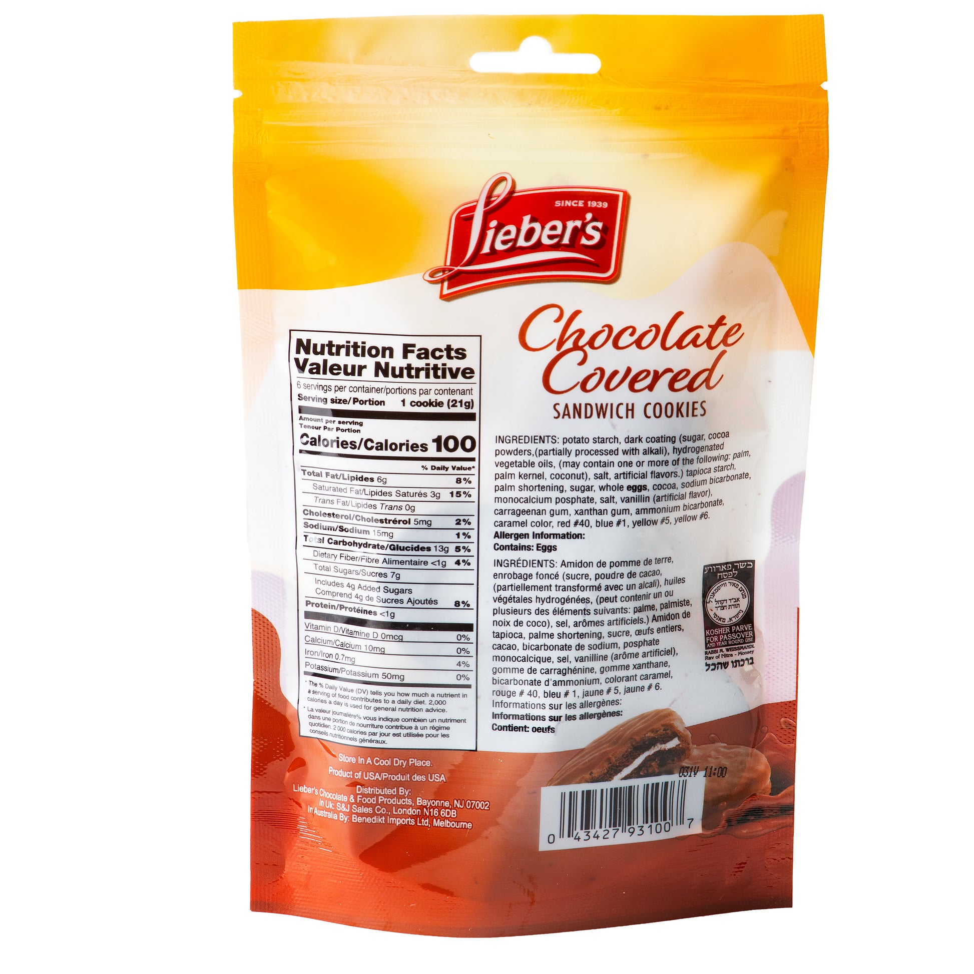 Passover Chocolate Covered Sandwich Cookies - 4.5oz Bag