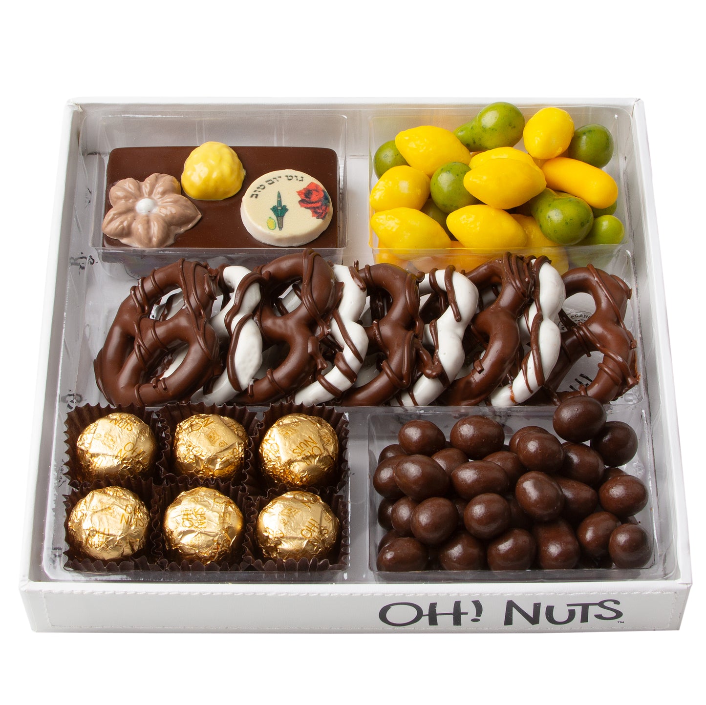 Sukkot White Leather Sectional Chocolate Gift Basket