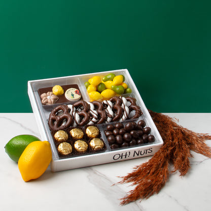 Sukkot White Leather Sectional Chocolate Gift Basket