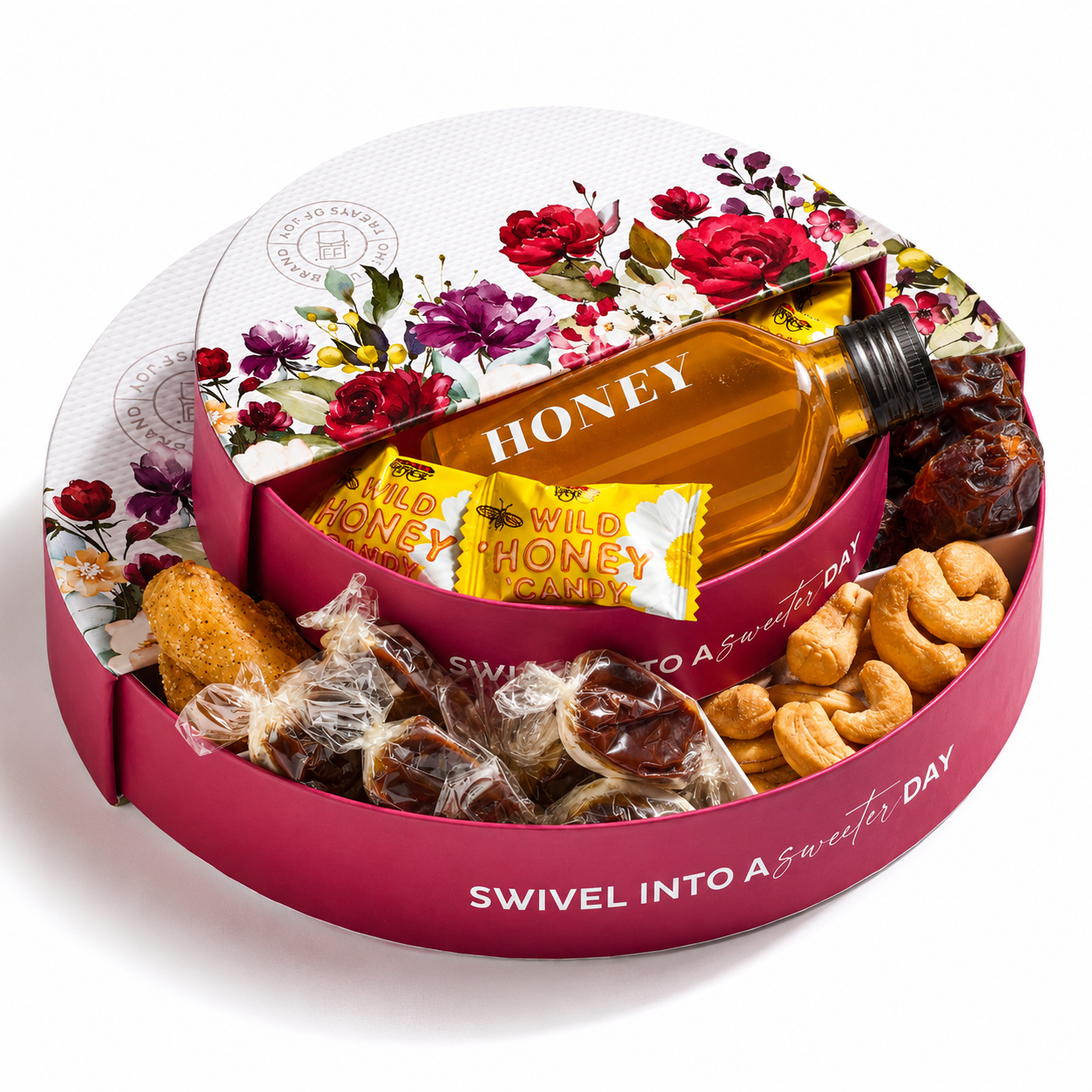 Rosh Hashanah Swivel Round Gift Basket
