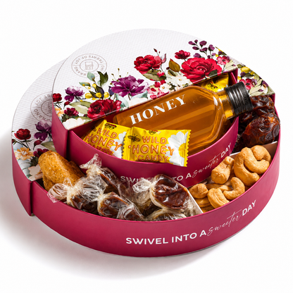 Swivel Round Rosh Hashanah Gift Basket & Nuts