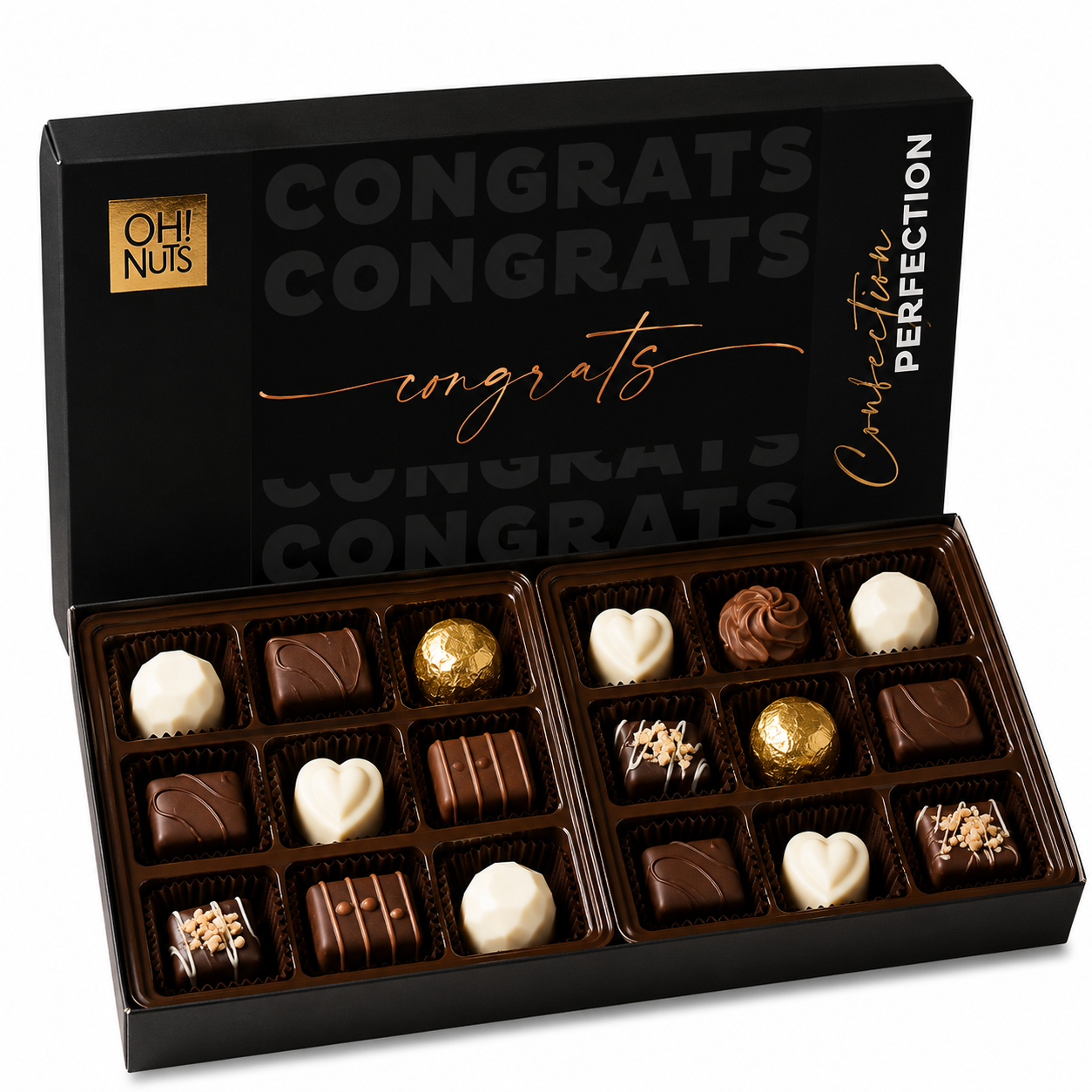 "Congrats" - Graduation Non-Dairy Chocolate Truffle Gift Box - 18Pc.