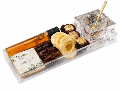 Rosh Hashanah Lucite Honey Dish Display Gift Basket