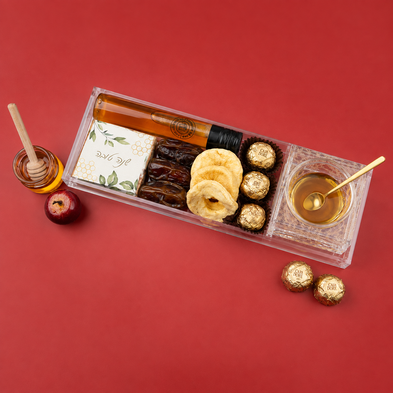 Rosh Hashanah Lucite Honey Dish Display Gift Basket